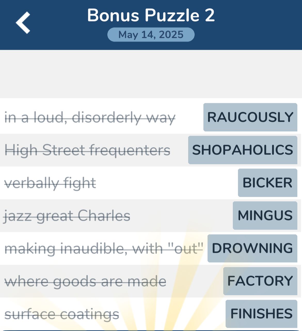 7 Little Words May 14 2025 Bonus 2