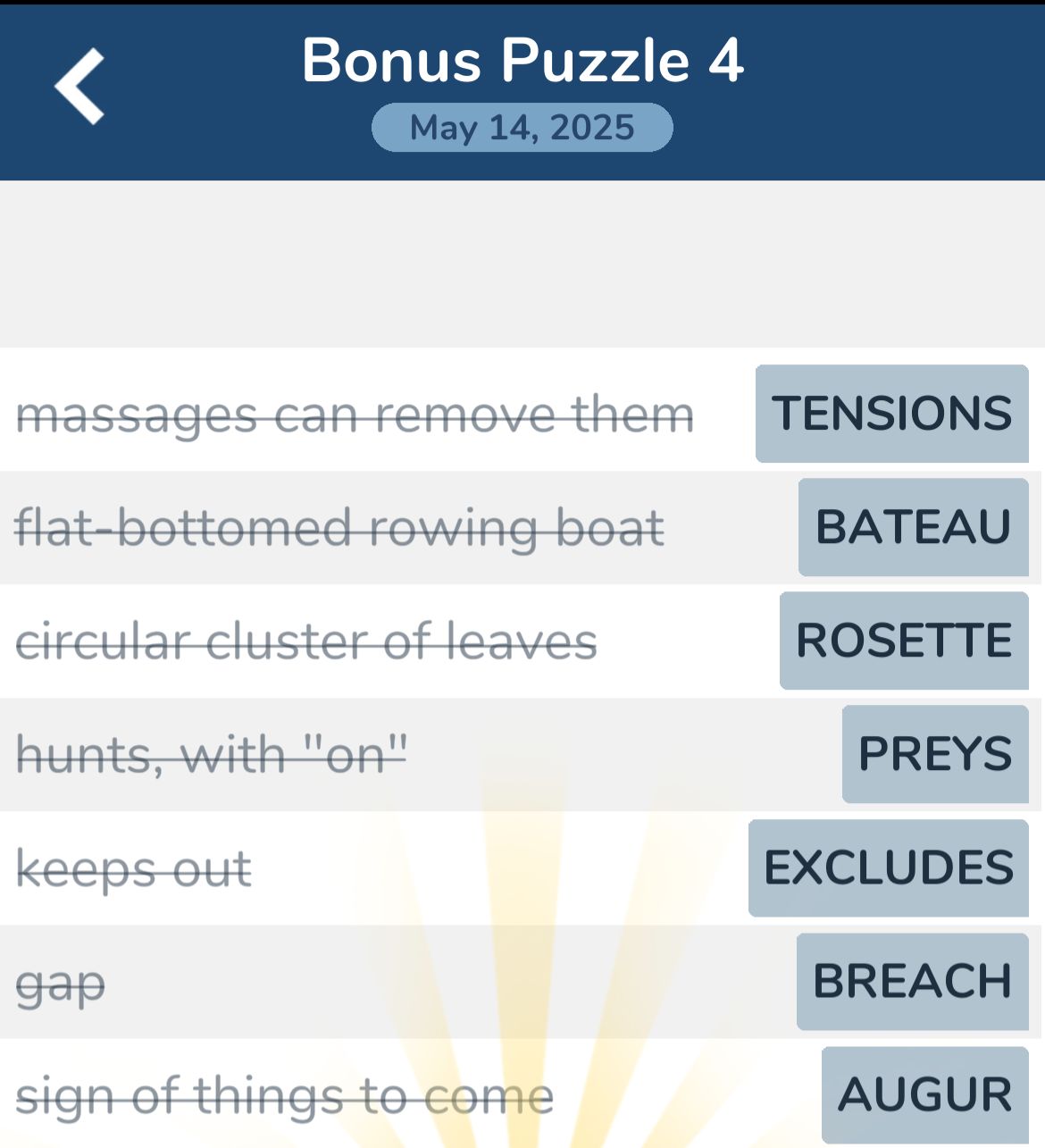 7 Little Words May 14 2025 Bonus 4