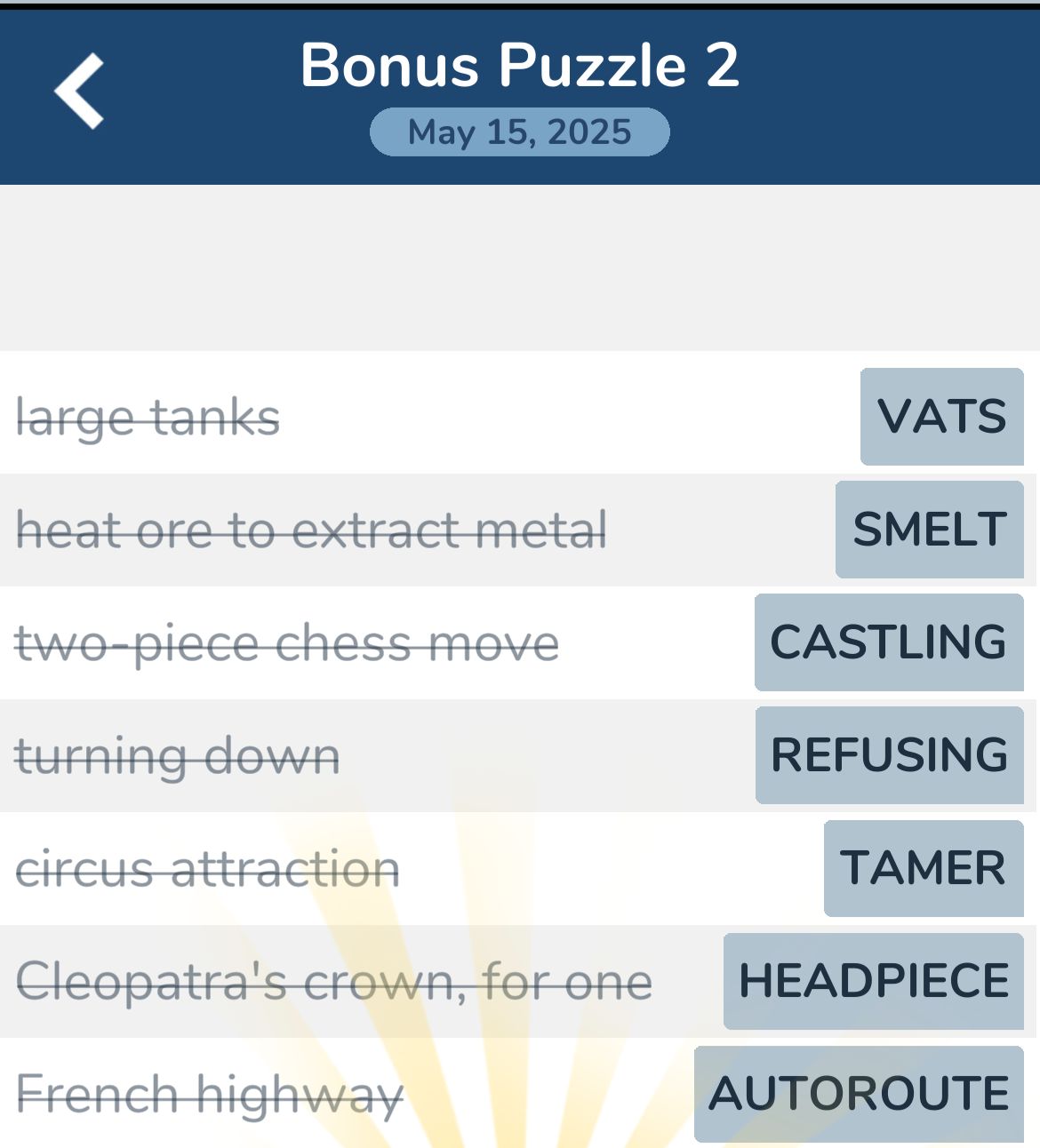 7 Little Words May 15 2025 Bonus 2 7 Little Words May 15 2025 Bonus 2