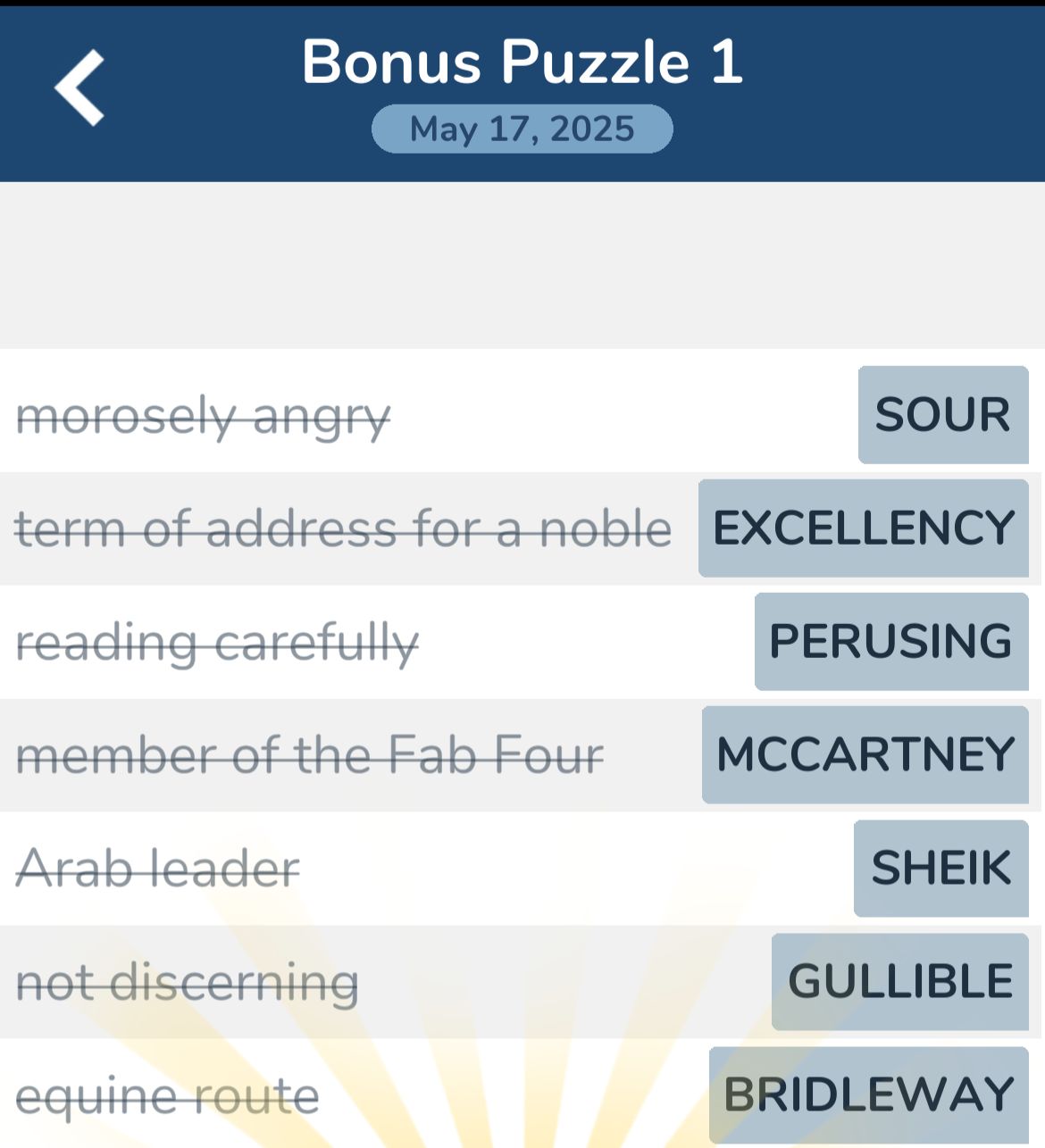 7 Little Words May 17 2025 Bonus 1 7 Little Words May 17 2025 Bonus 1