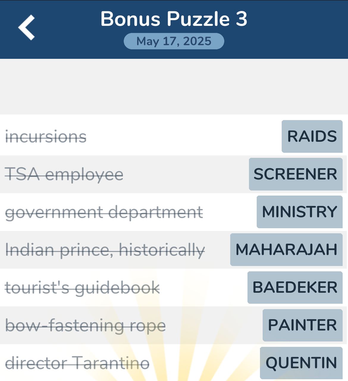 7 Little Words May 17 2025 Bonus 3 7 Little Words May 17 2025 Bonus 3