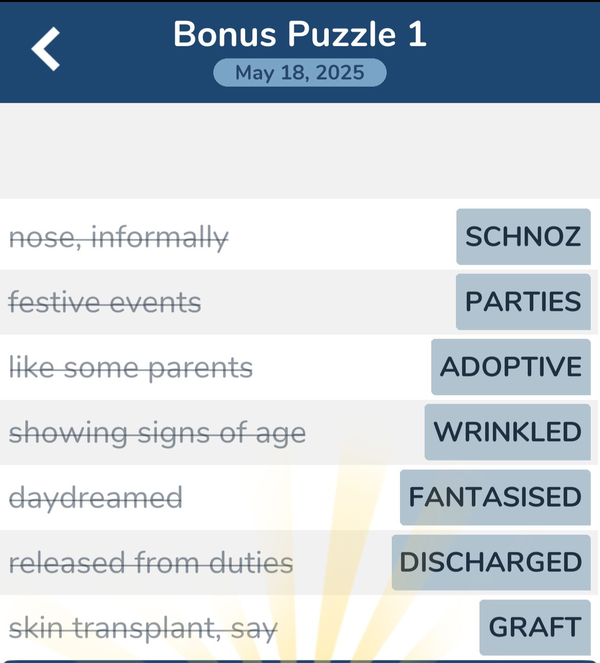 7 Little Words May 18 2025 Bonus 1