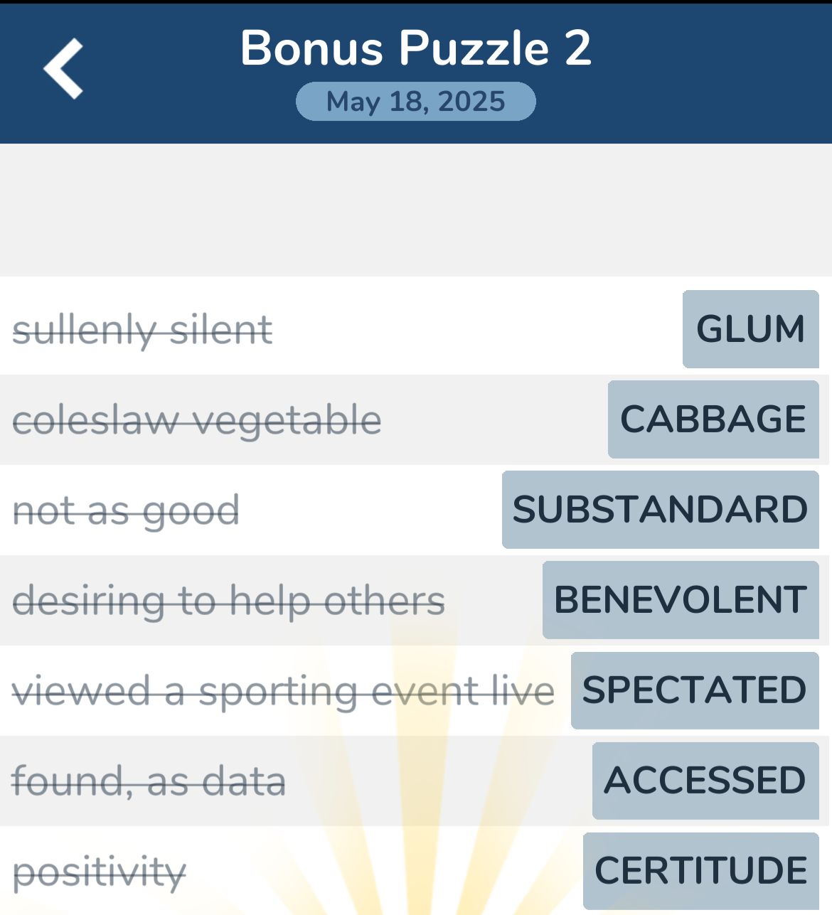 7 Little Words May 18 2025 Bonus 2