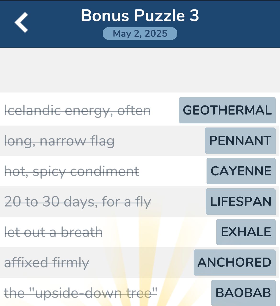 7 Little Words May 2 2025 Bonus 3