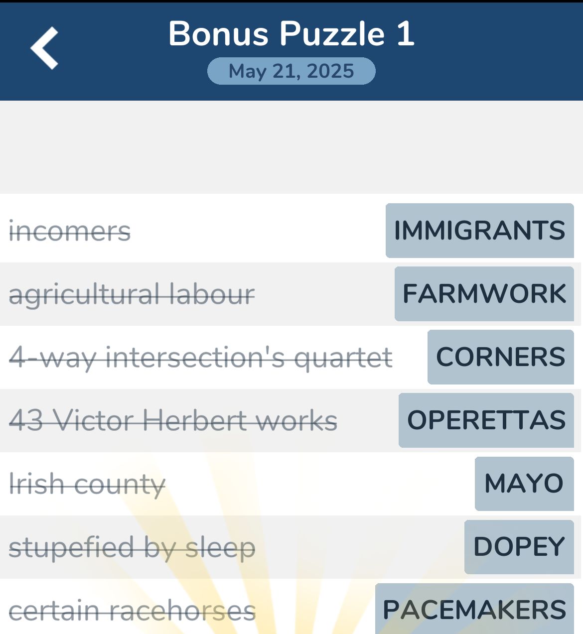 7 Little Words May 21 2025 Bonus 1