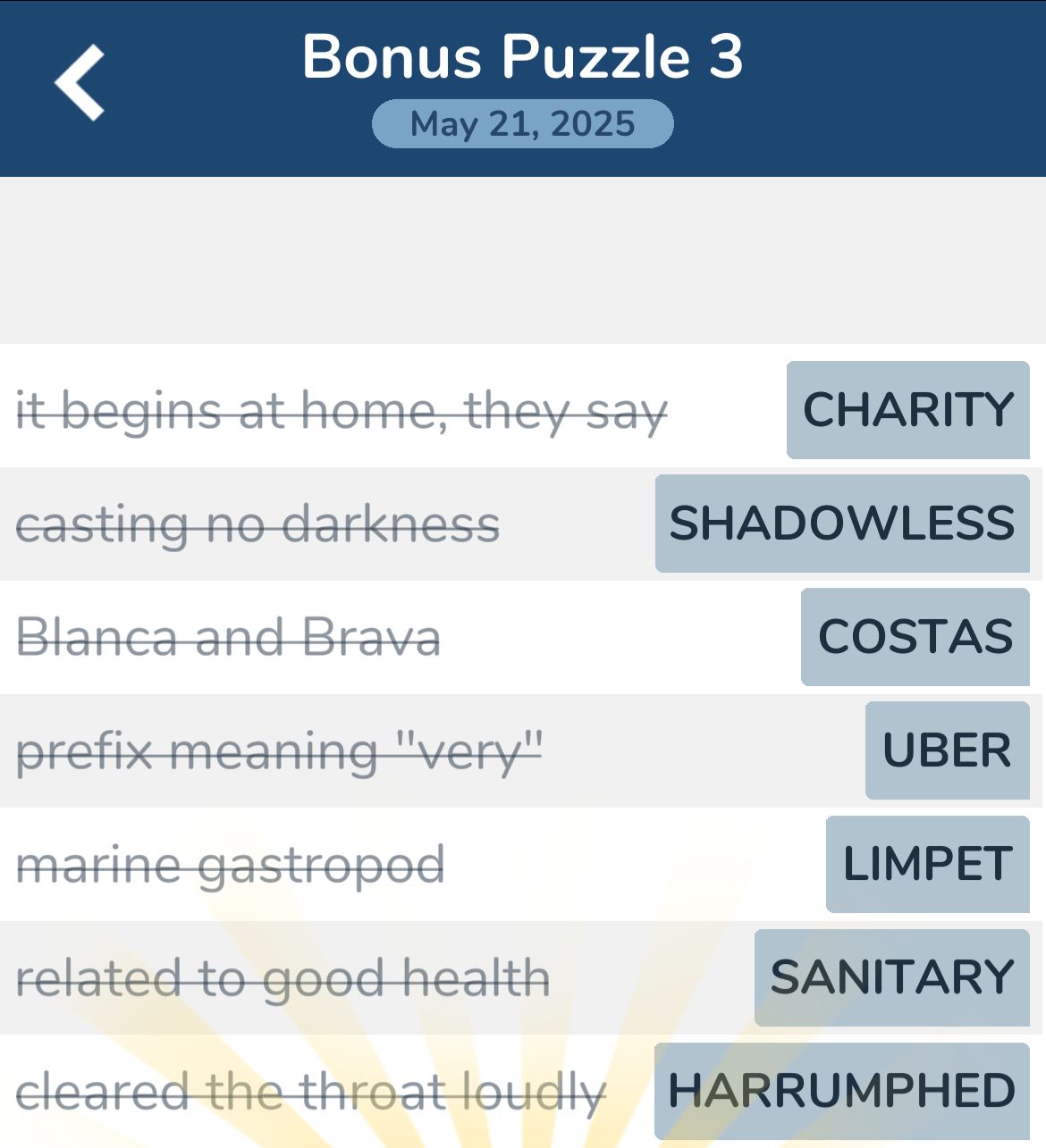 7 Little Words May 21 2025 Bonus 3