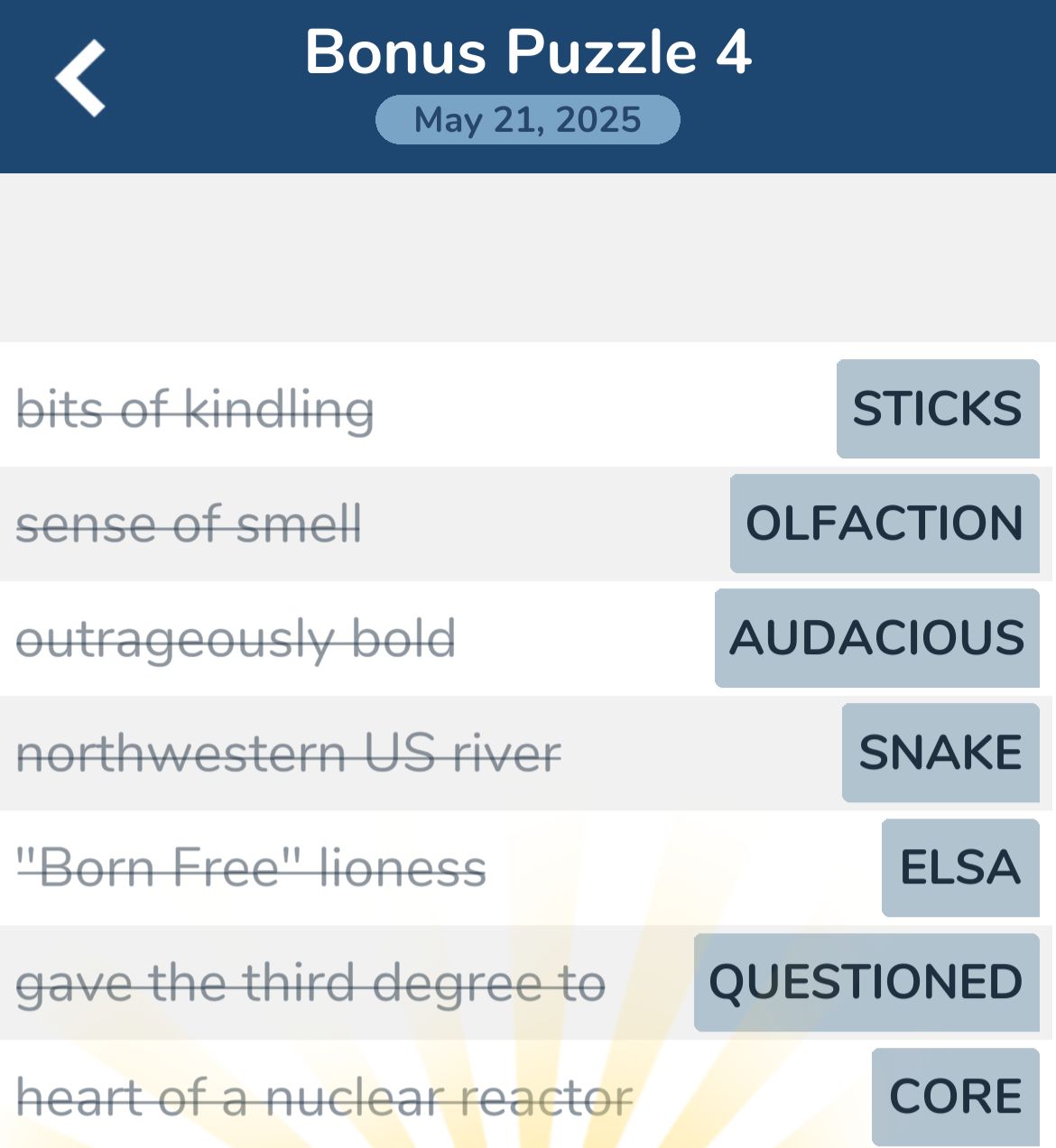 7 Little Words May 21 2025 Bonus 4