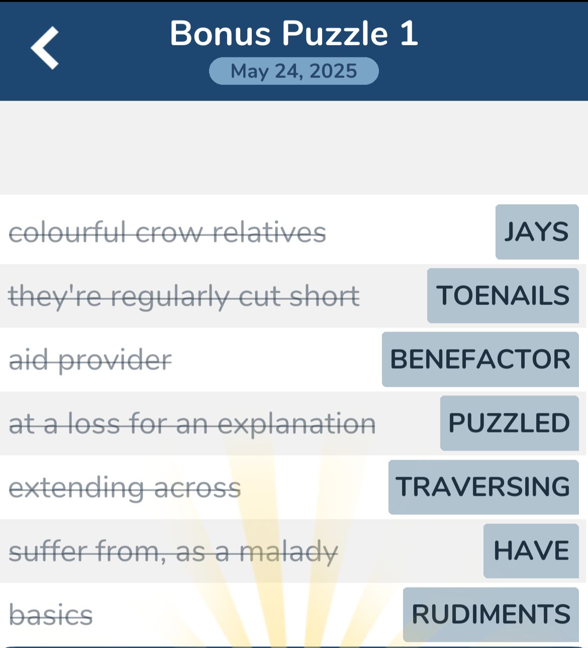 7 Little Words May 24 2025 Bonus 1