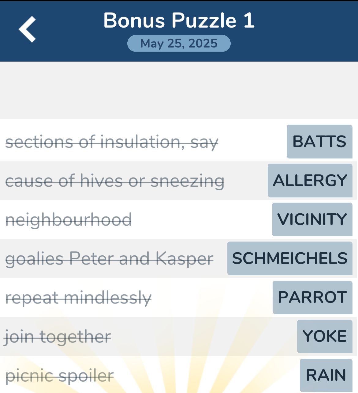 7 Little Words May 25 2025 Bonus 1