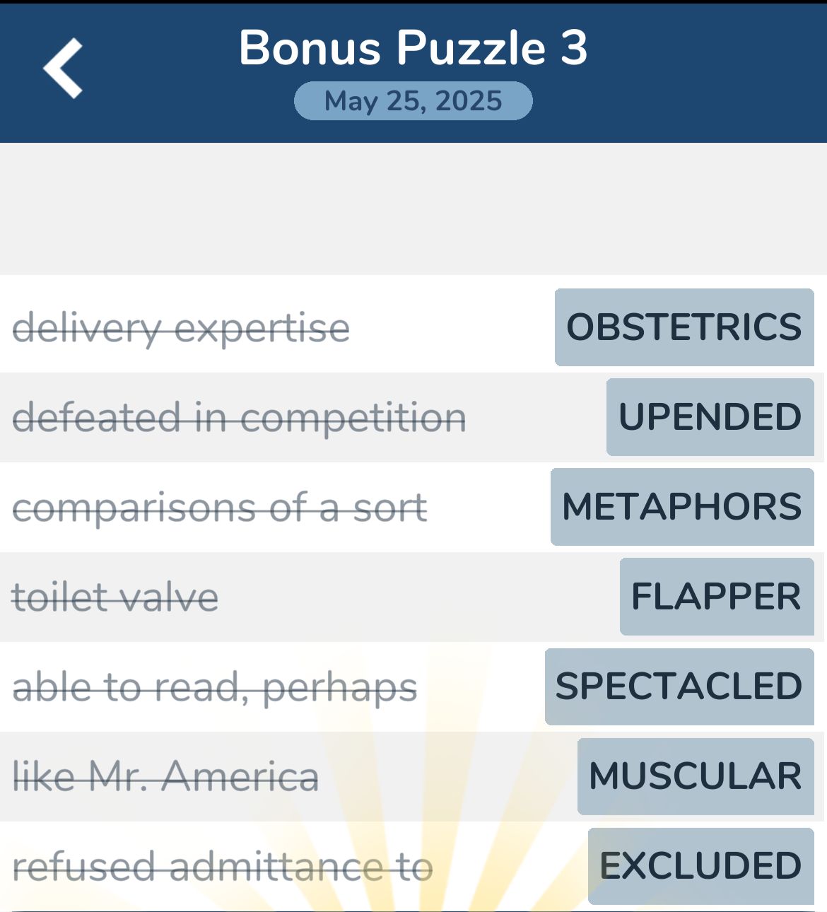 7 Little Words May 25 2025 Bonus 3