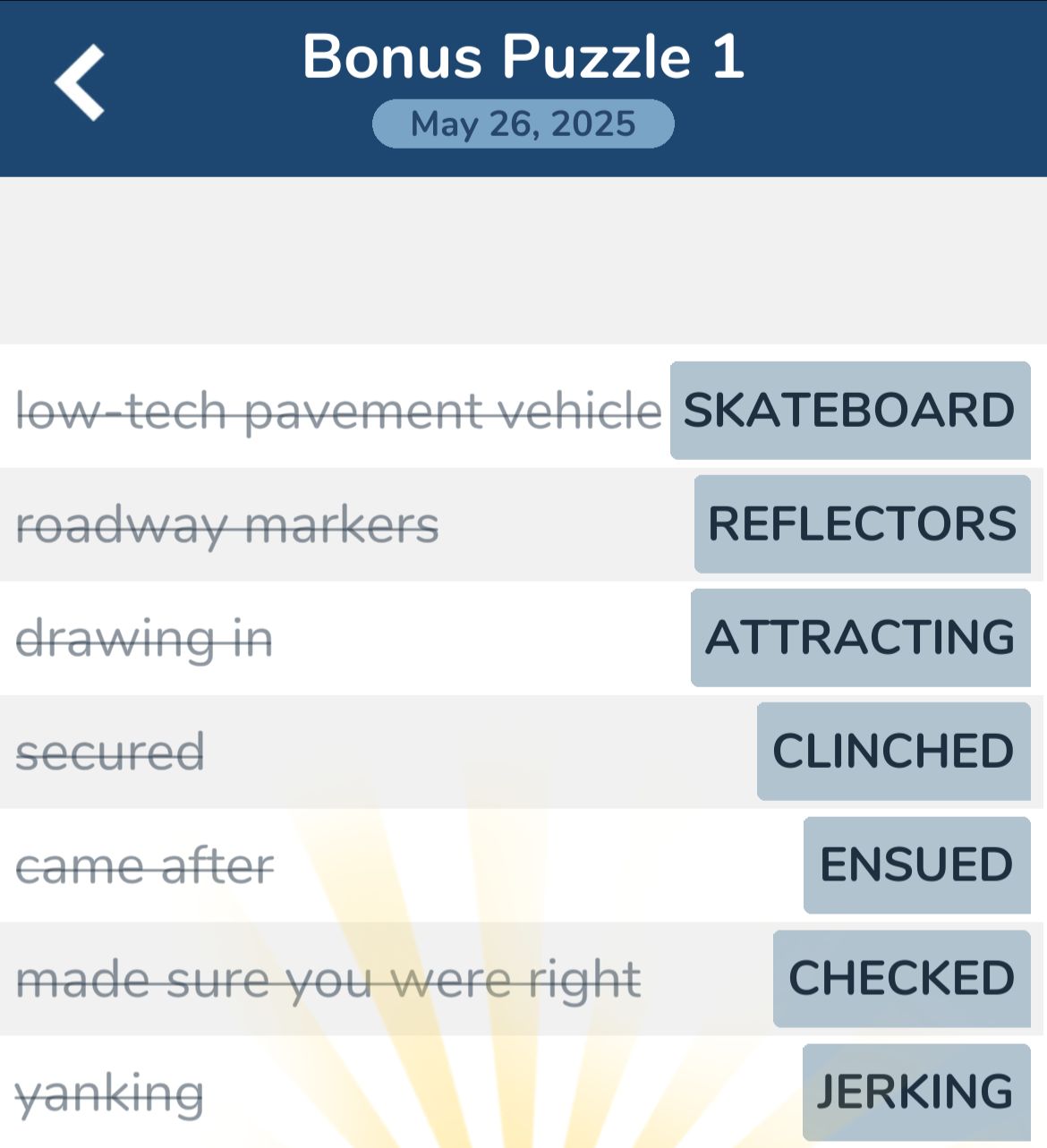 7 Little Words May 26 2025 Bonus 1