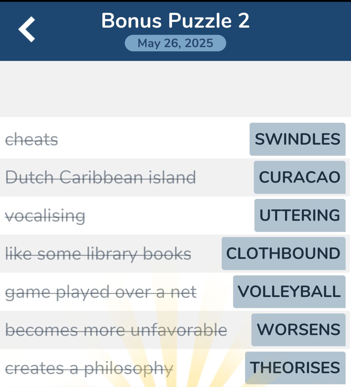 7 Little Words May 26 2025 Bonus 2