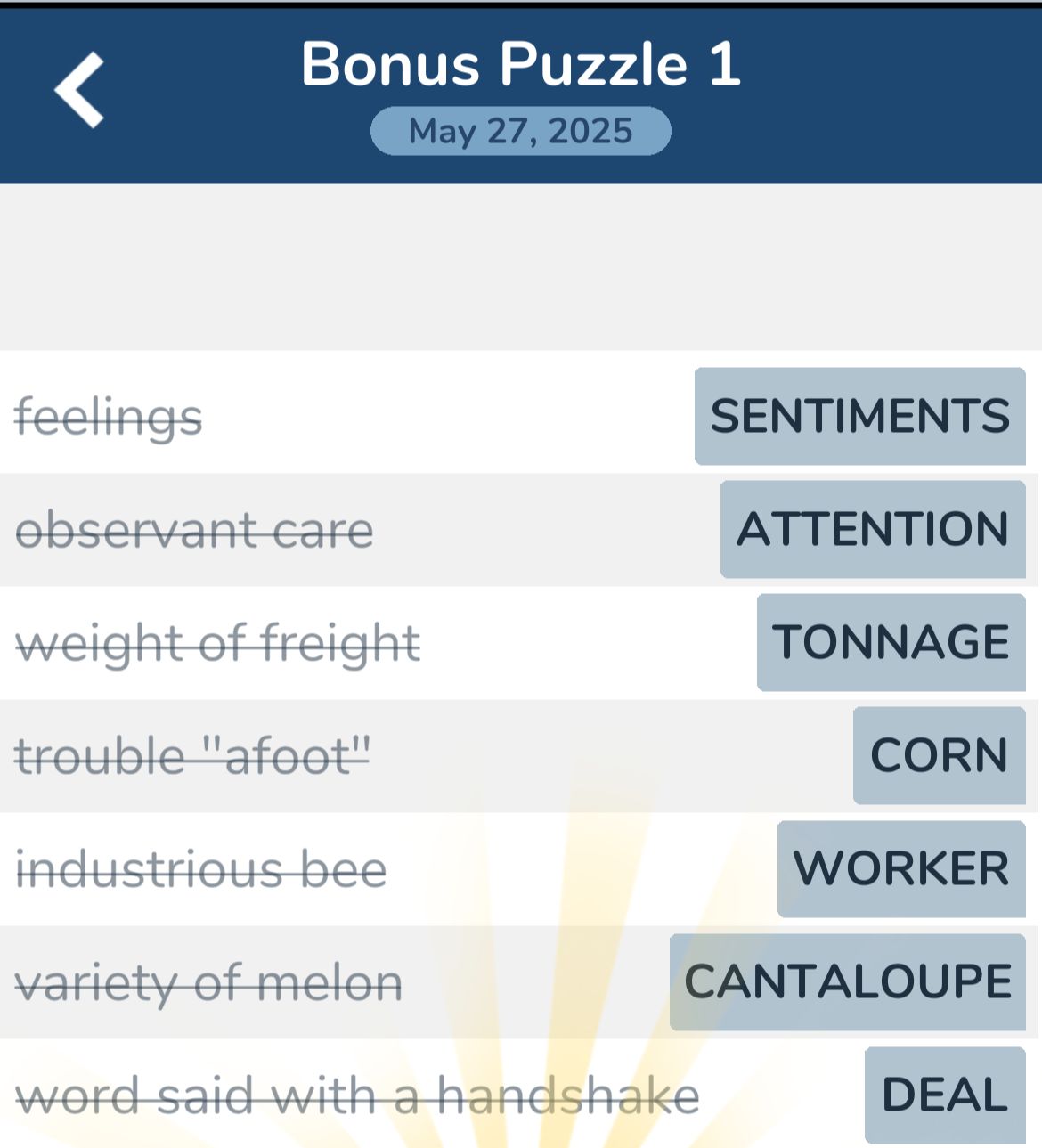 7 Little Words May 27 2025 Bonus 1