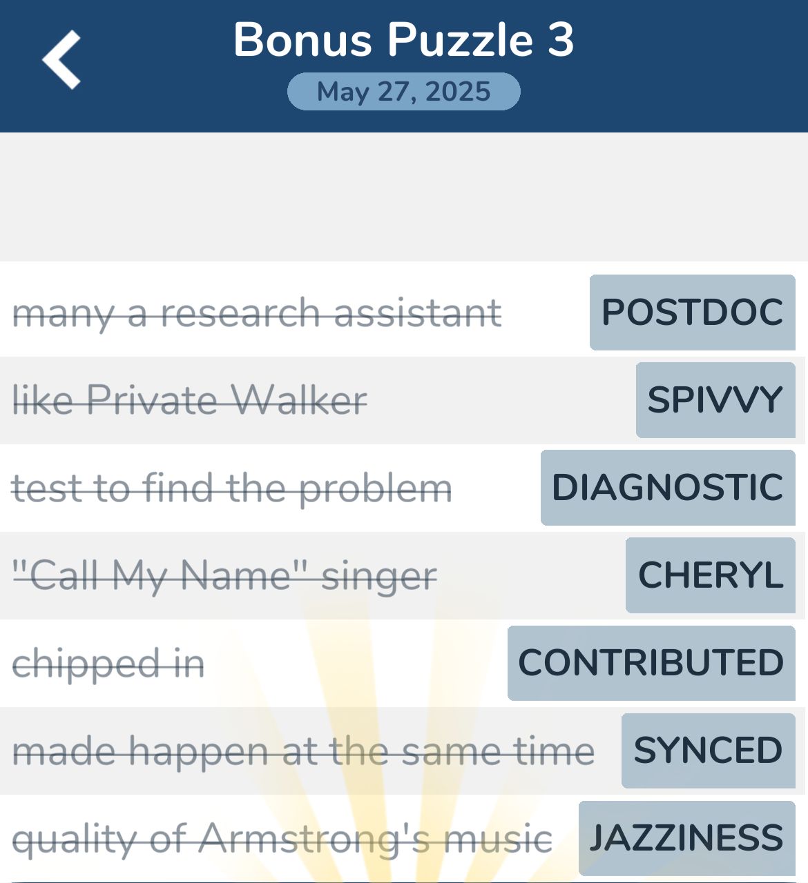 7 Little Words May 27 2025 Bonus 3