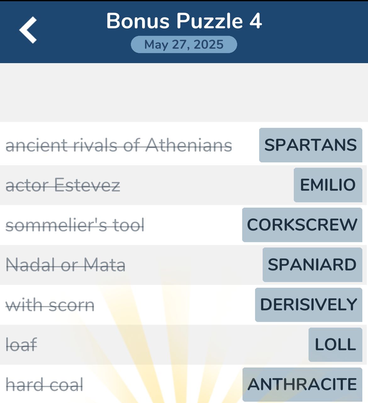 7 Little Words May 27 2025 Bonus 4