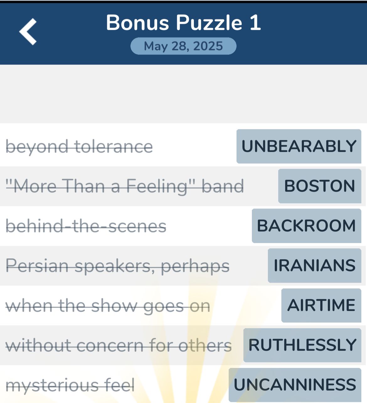 7 Little Words May 28 2025 Bonus 1