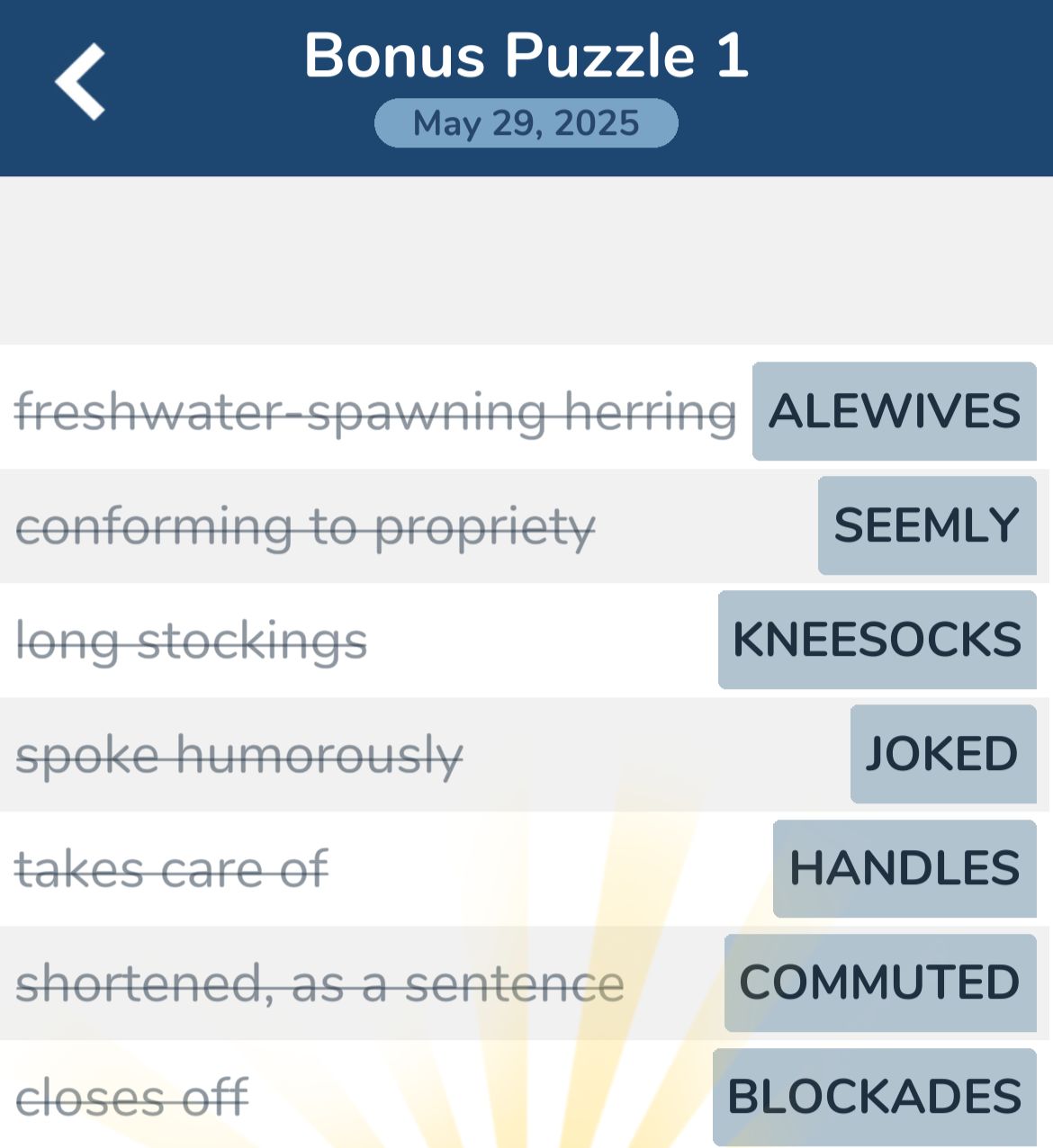 7 Little Words May 29 2025 Bonus 1
