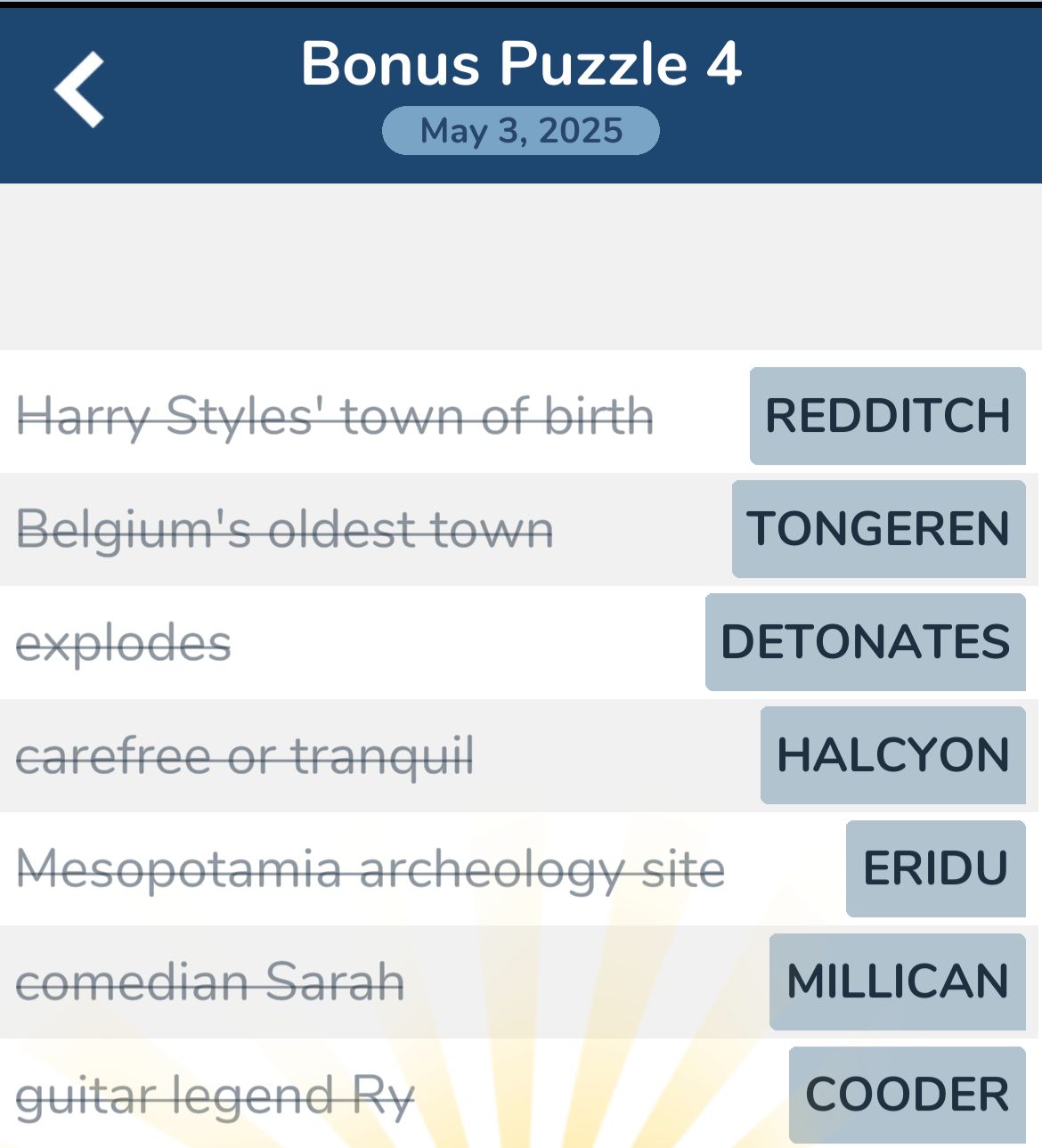 7 Little Words May 3 2025 Bonus 4 7 Little Words May 3 2025 Bonus 4