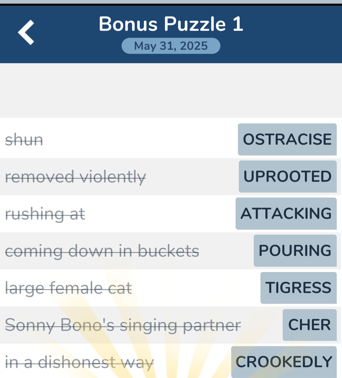 7 Little Words May 31 2025 Bonus 1