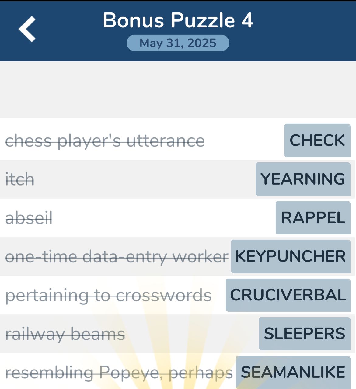 7 Little Words May 31 2025 Bonus 4