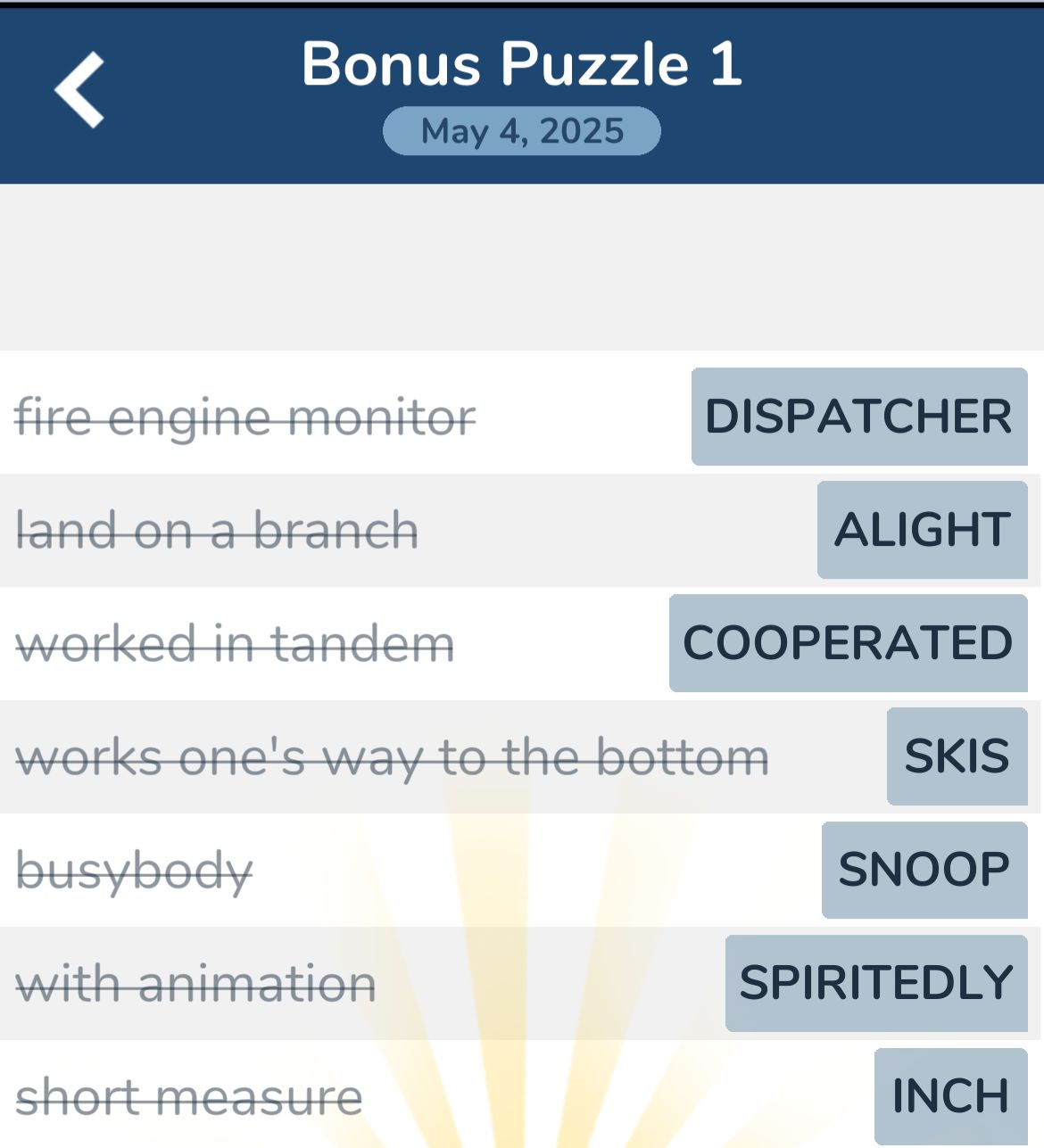 7 Little Words May 4 2025 Bonus 1
