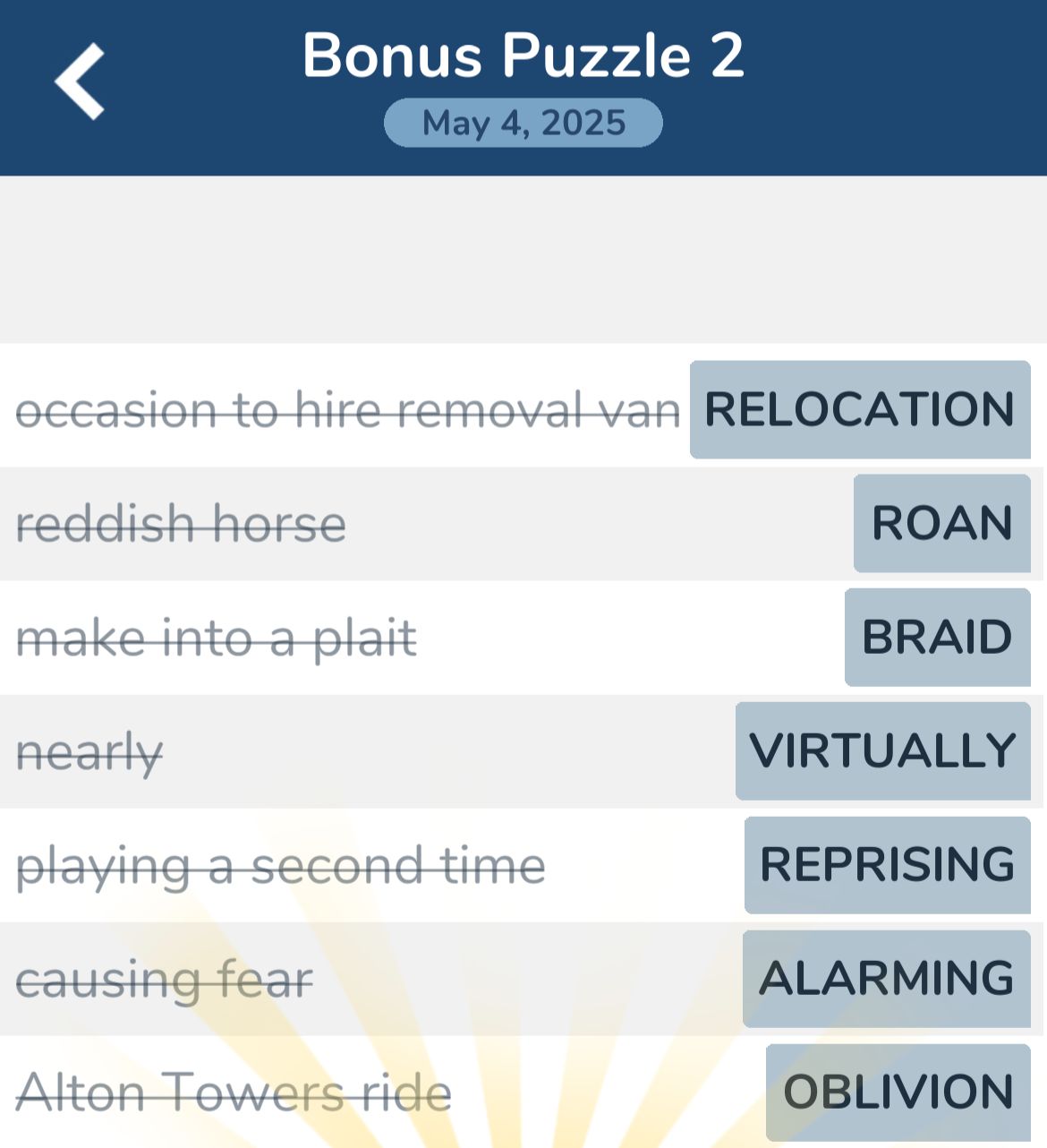 7 Little Words May 4 2025 Bonus 2