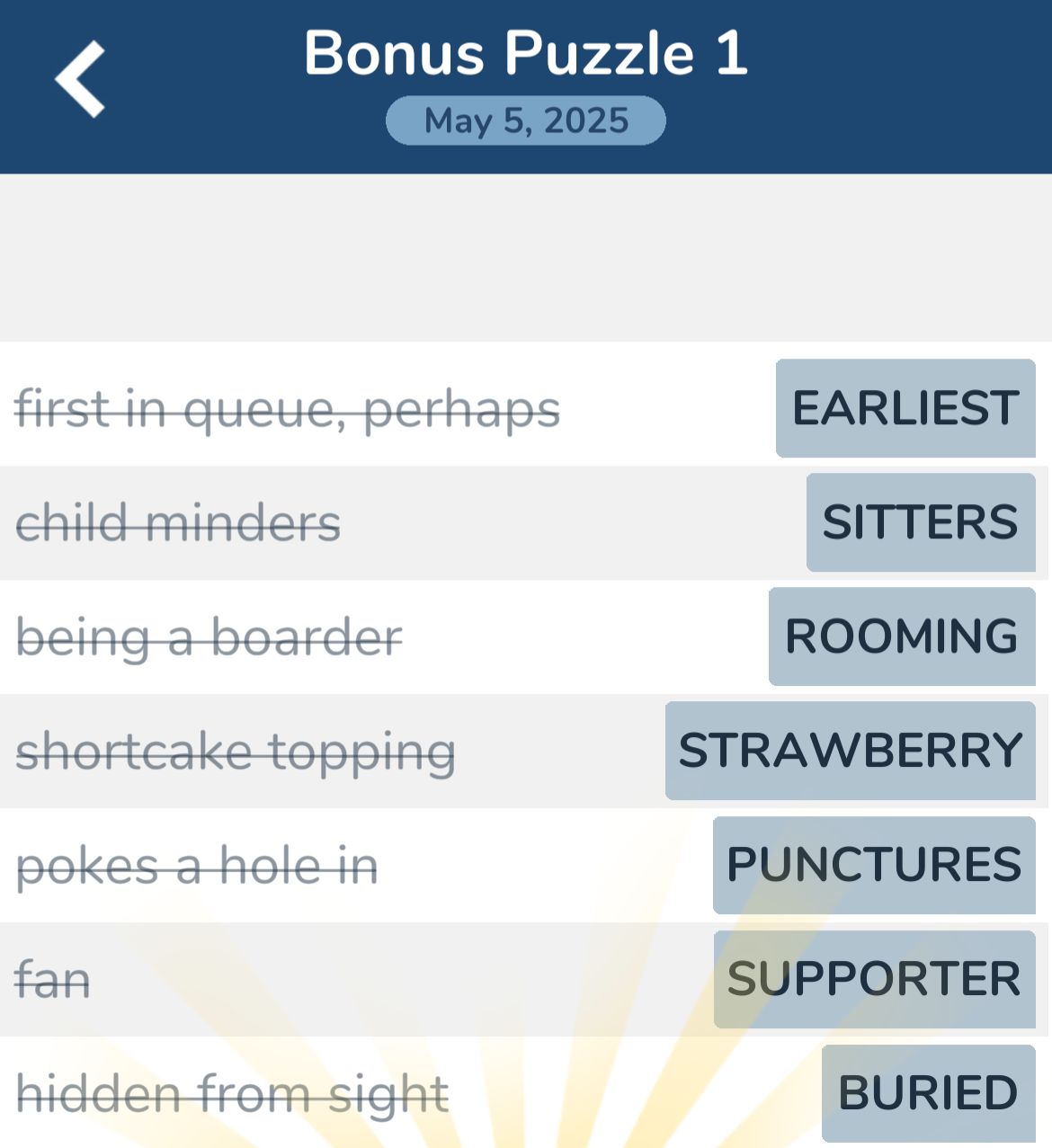 7 Little Words May 5 2025 Bonus 1