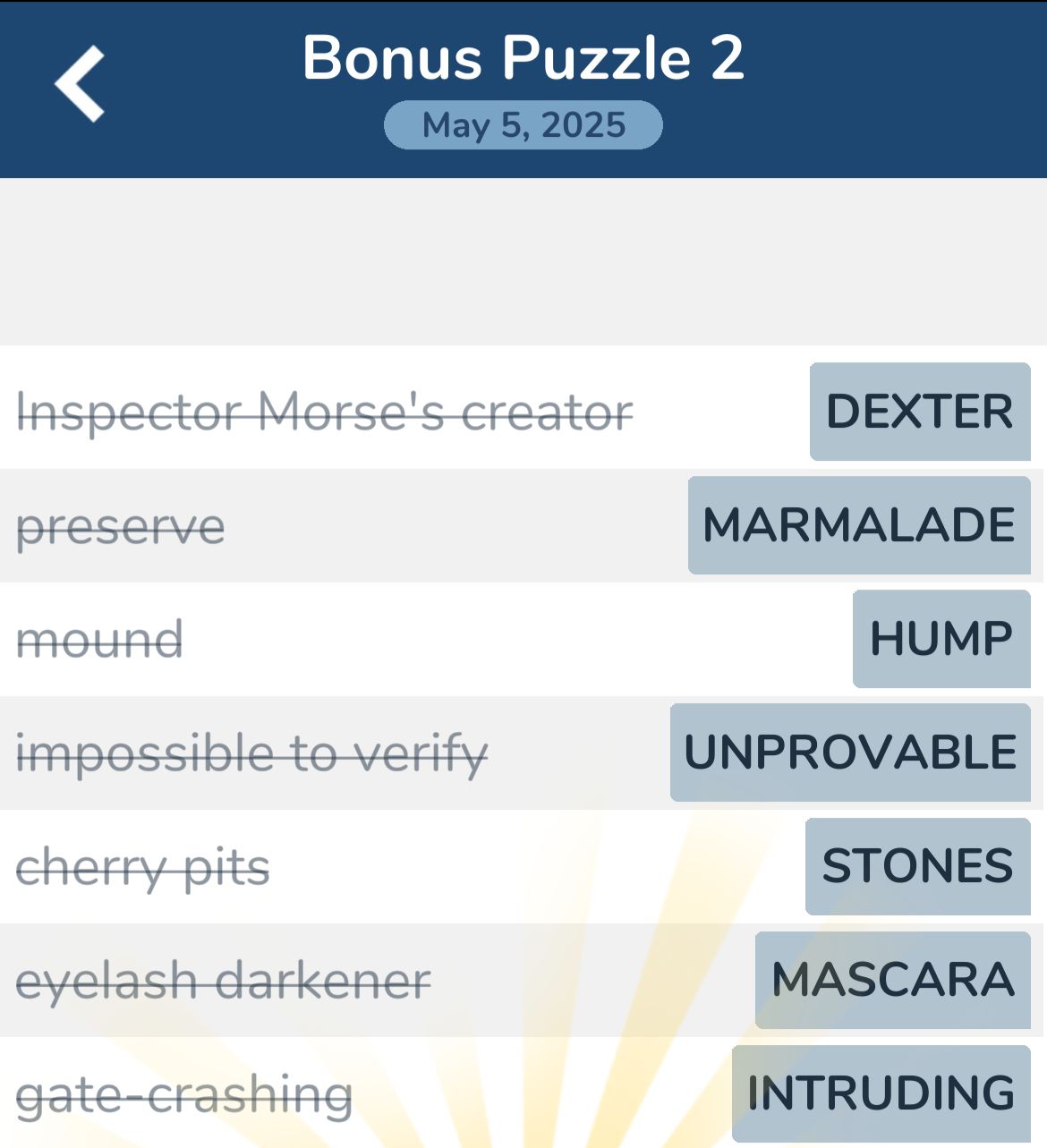 7 Little Words May 5 2025 Bonus 2