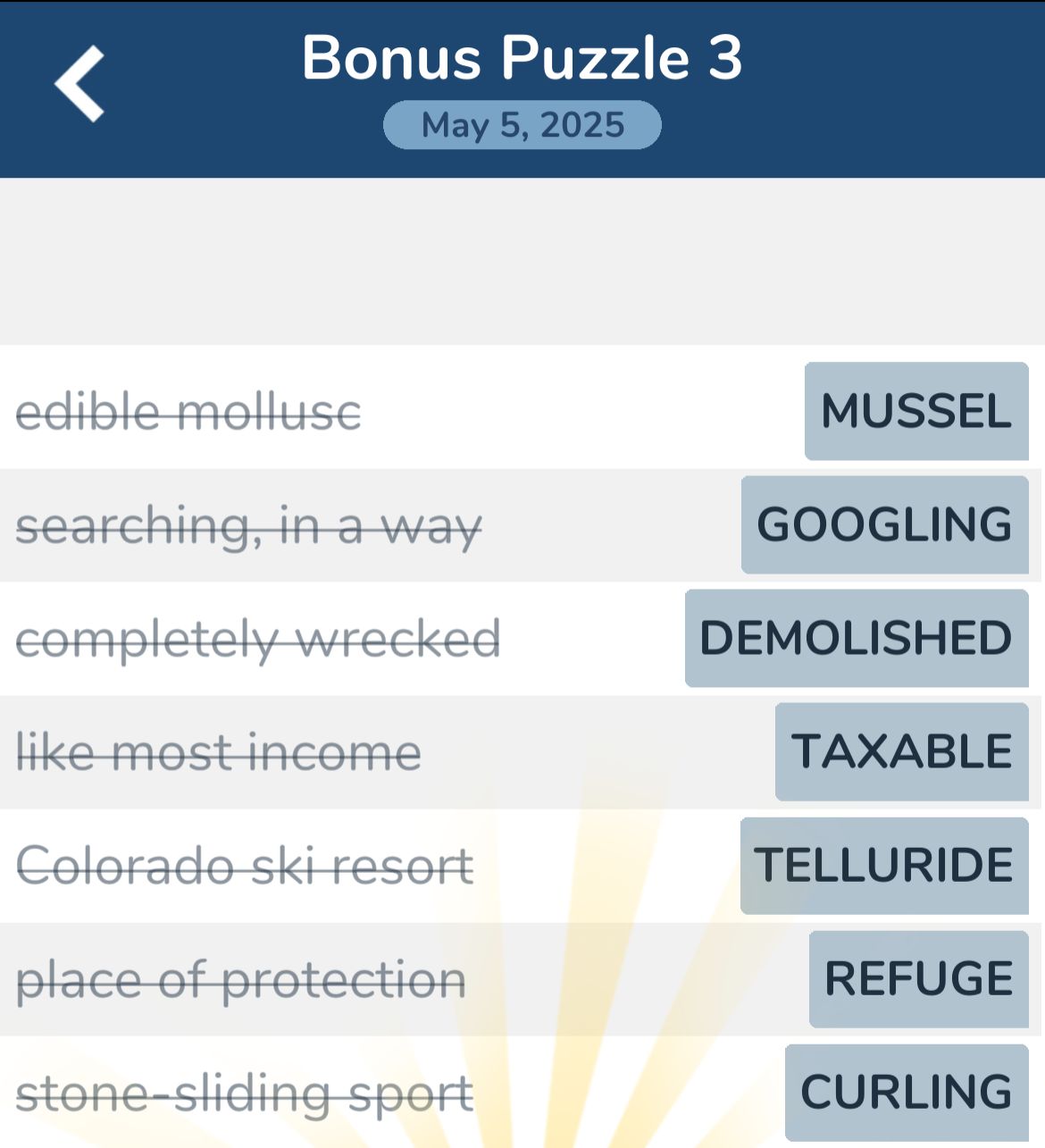 7 Little Words May 5 2025 Bonus 3