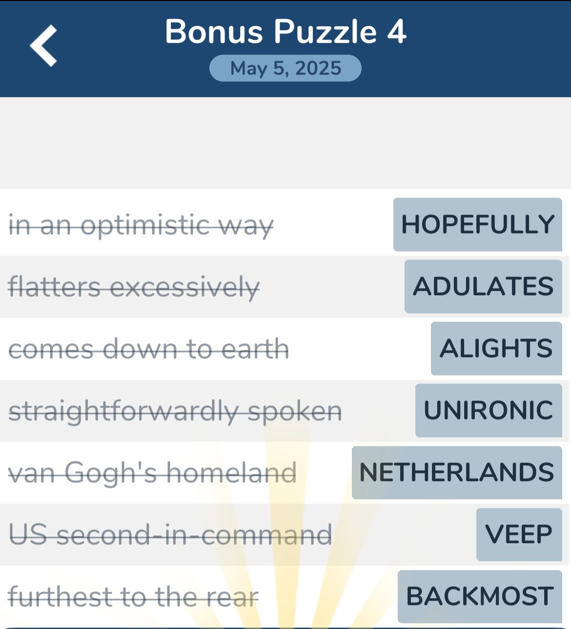 7 Little Words May 5 2025 Bonus 4