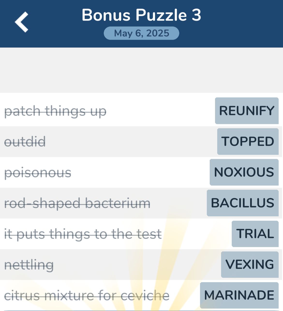 7 Little Words May 6 2025 Bonus 3
