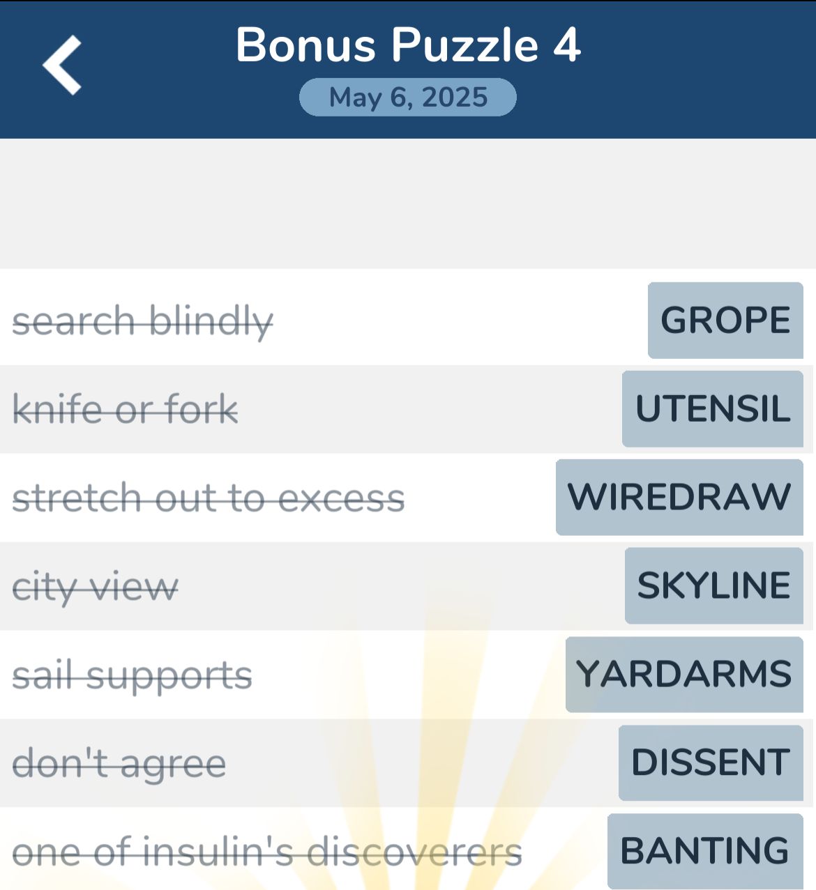 7 Little Words May 6 2025 Bonus 4