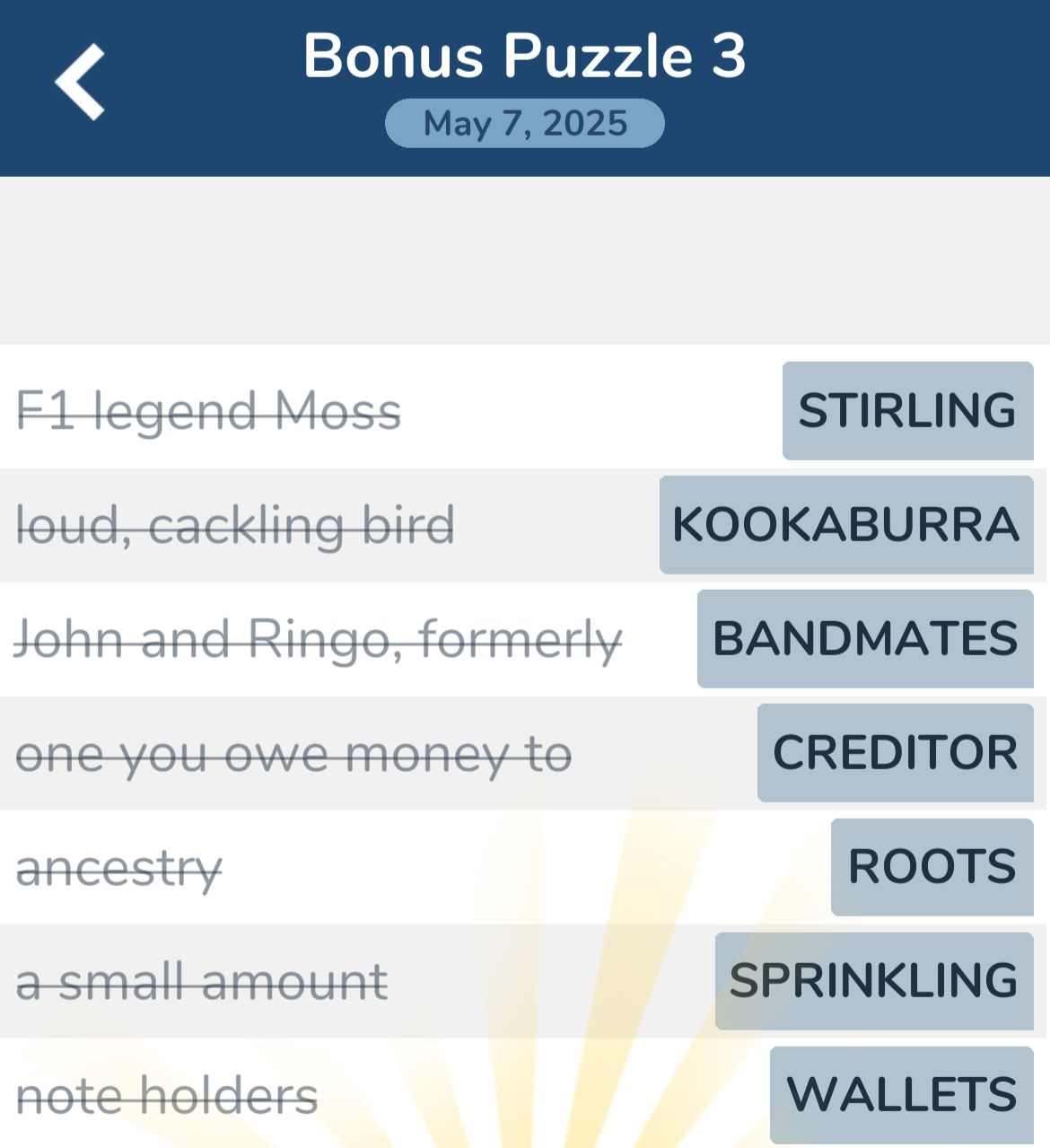 7 Little Words May 7 2025 Bonus 3