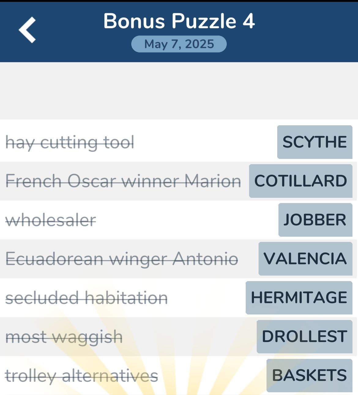 7 Little Words May 7 2025 Bonus 4