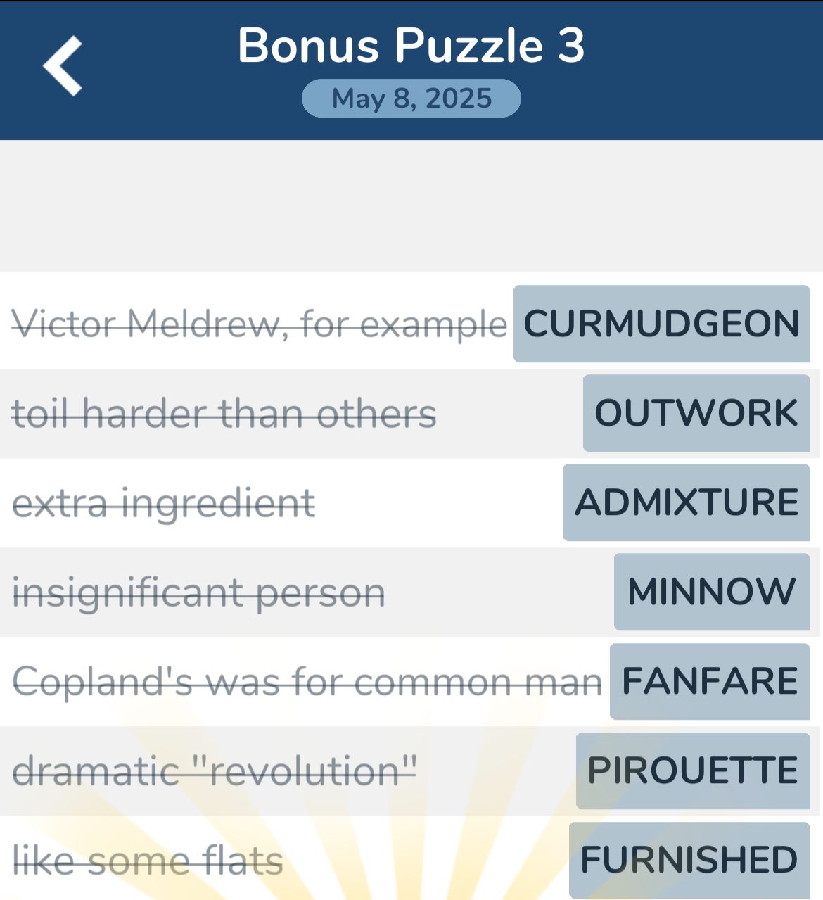 7 Little Words May 8 2025 Bonus 3 7 Little Words May 8 2025 Bonus 3