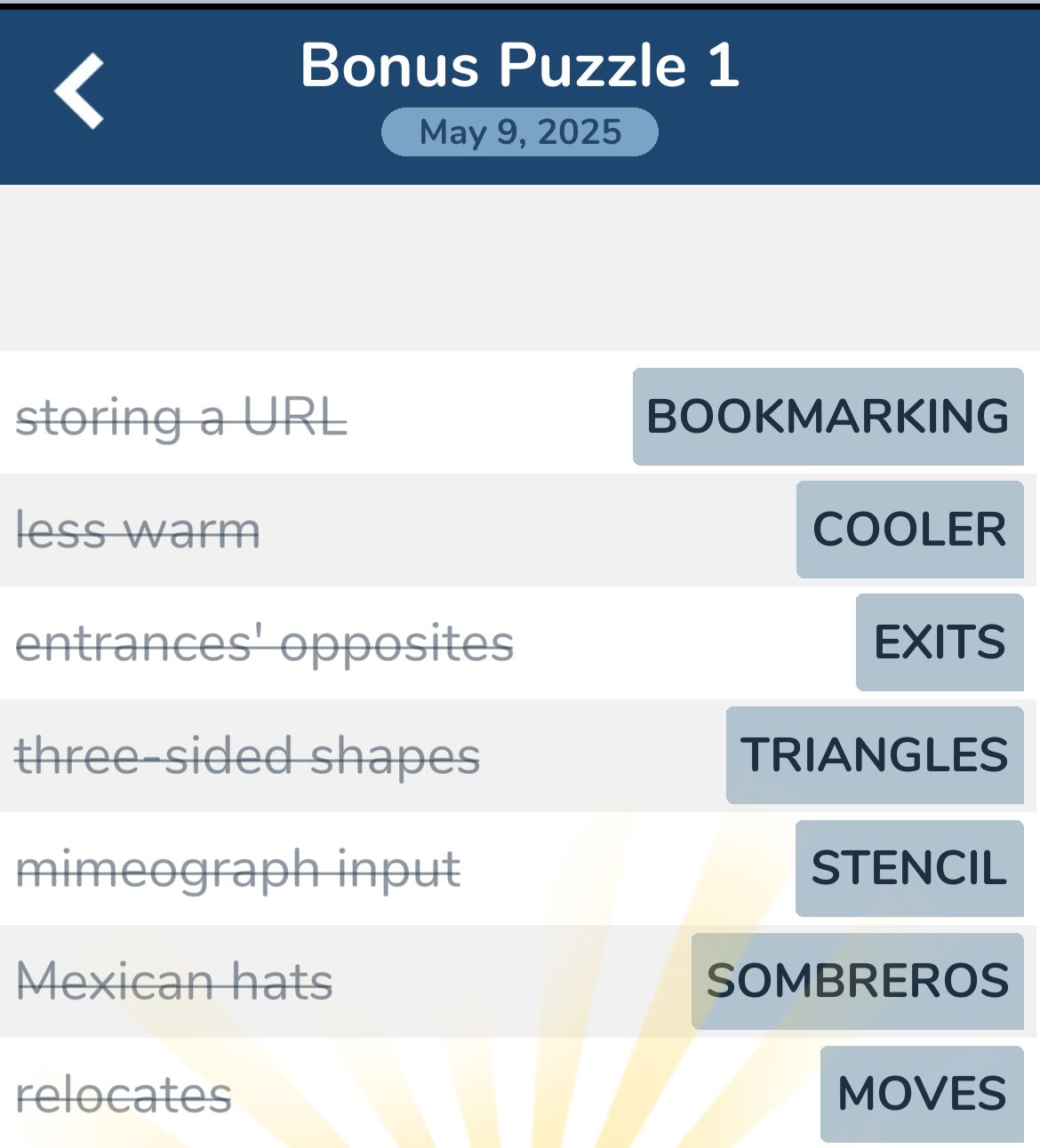 7 Little Words May 9 2025 Bonus 1 7 Little Words May 9 2025 Bonus 1