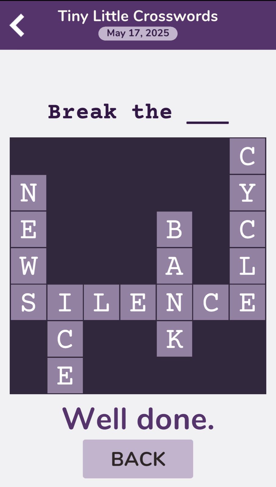 7 Little Words Tiny Little Crosswords May 17 2025