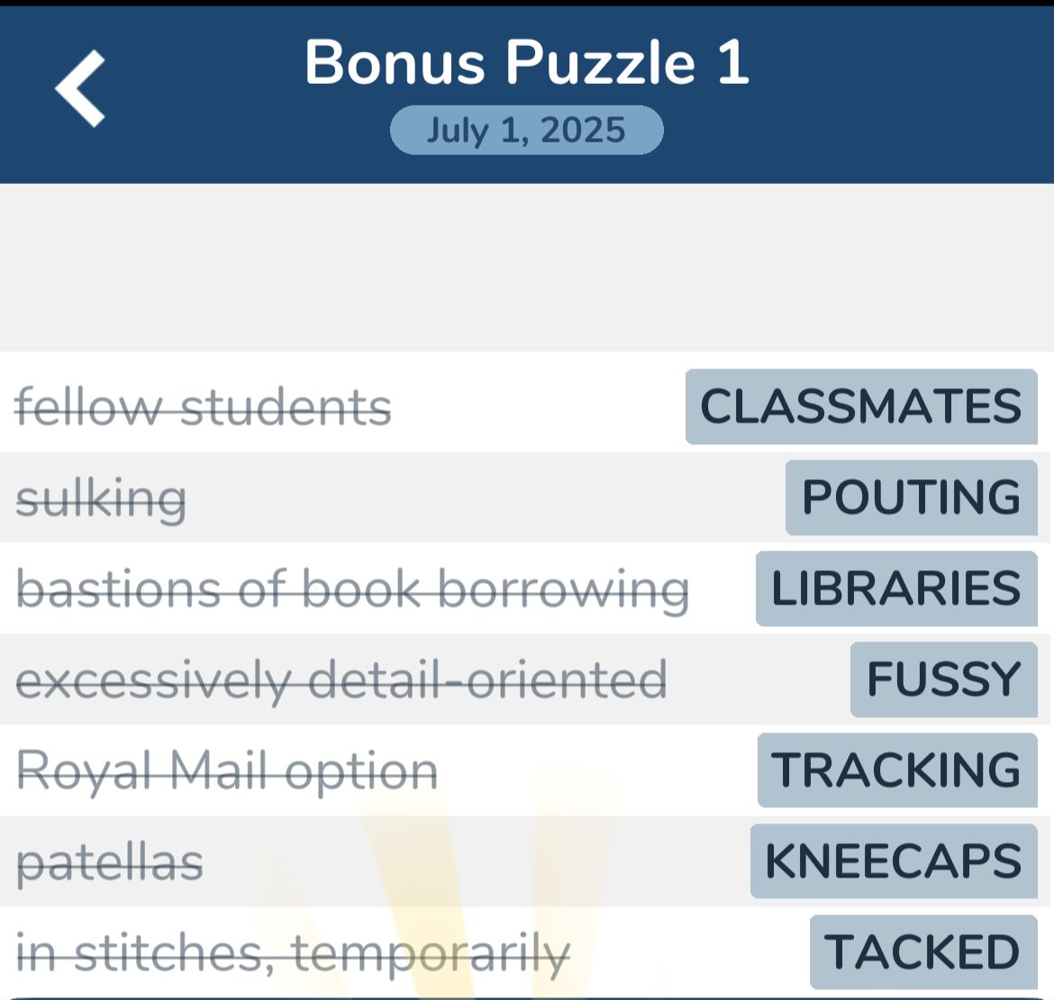 7 Little Words July 1 2025 Bonus 1