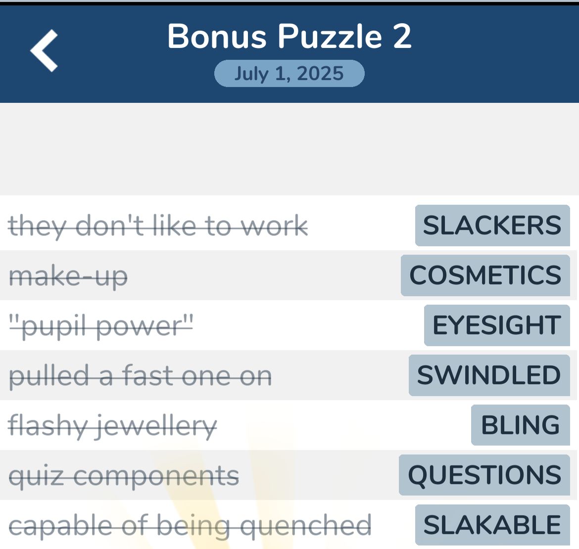 7 Little Words July 1 2025 Bonus 2