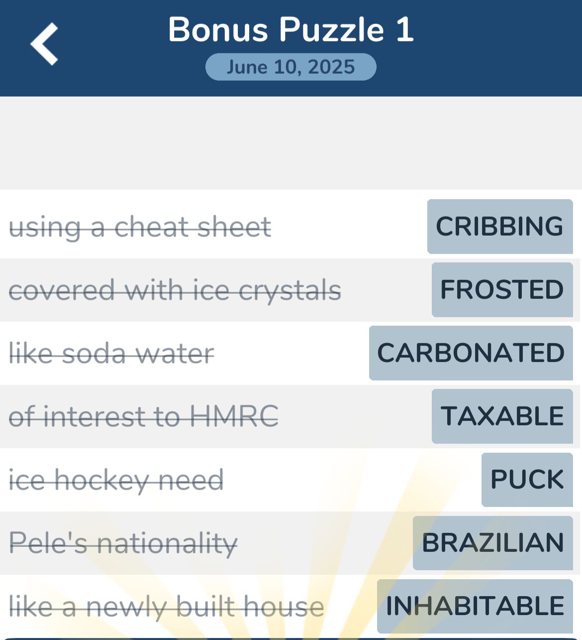7 Little Words June 10 2025 Bonus 1