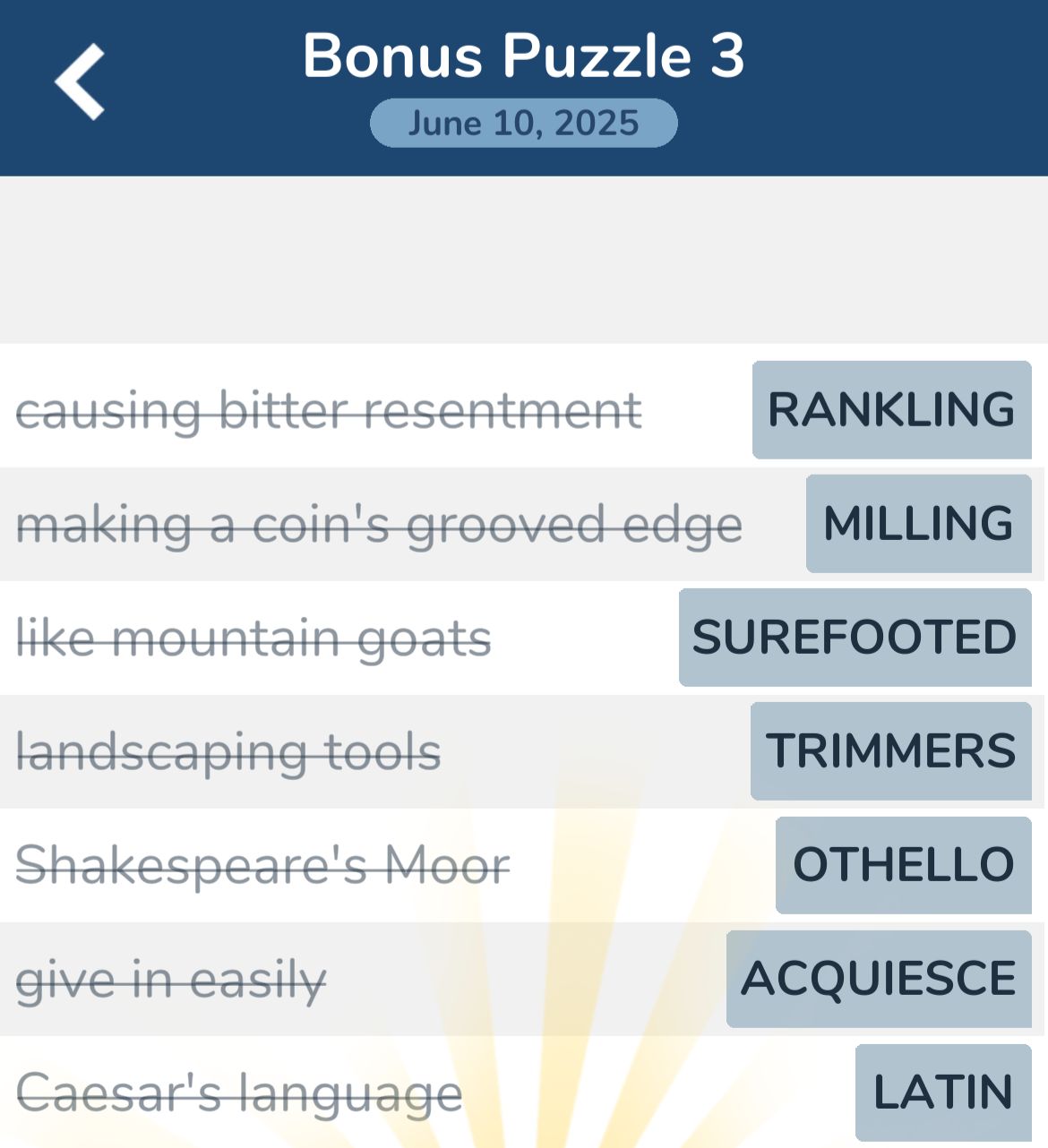 7 Little Words June 10 2025 Bonus 3