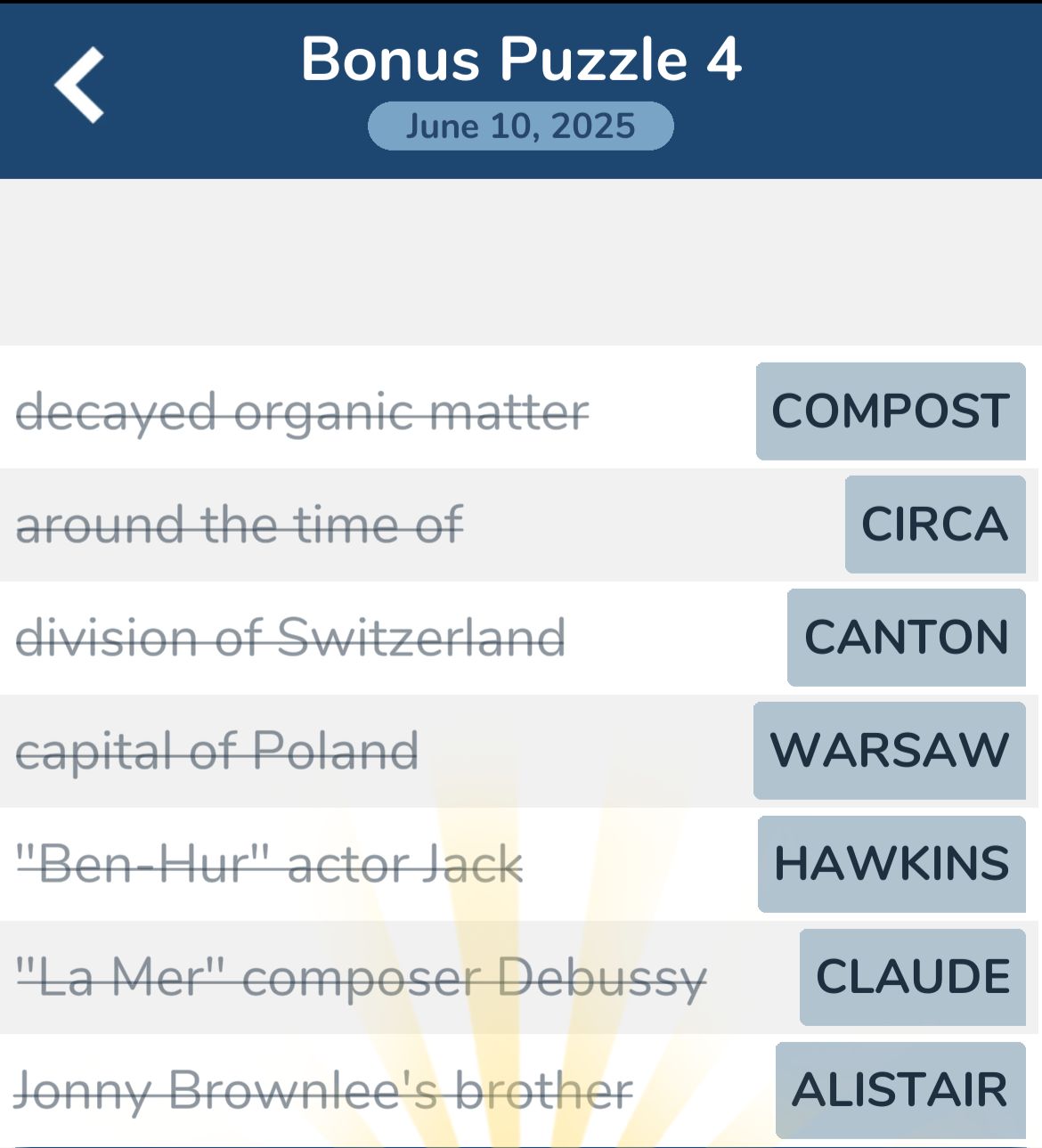 7 Little Words June 10 2025 Bonus 4