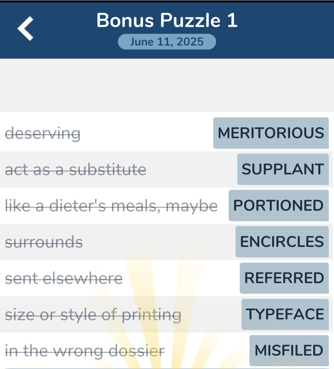 7 Little Words June 11 2025 Bonus 1