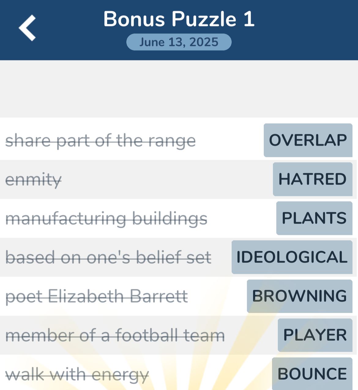 7 Little Words June 13 2025 Bonus 1