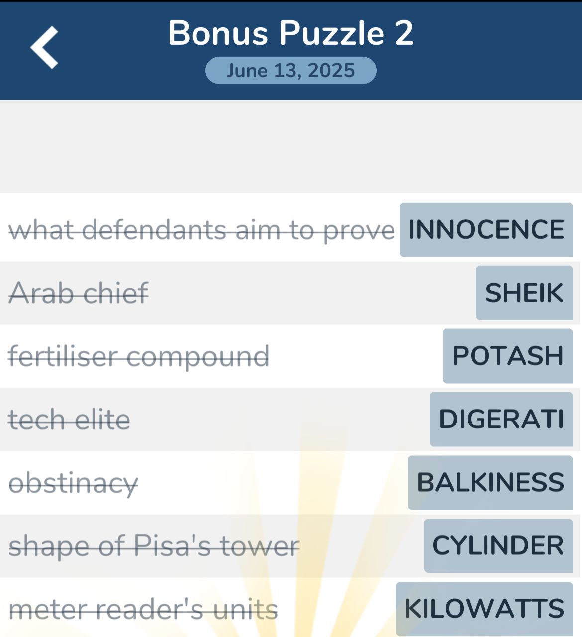7 Little Words June 13 2025 Bonus 2
