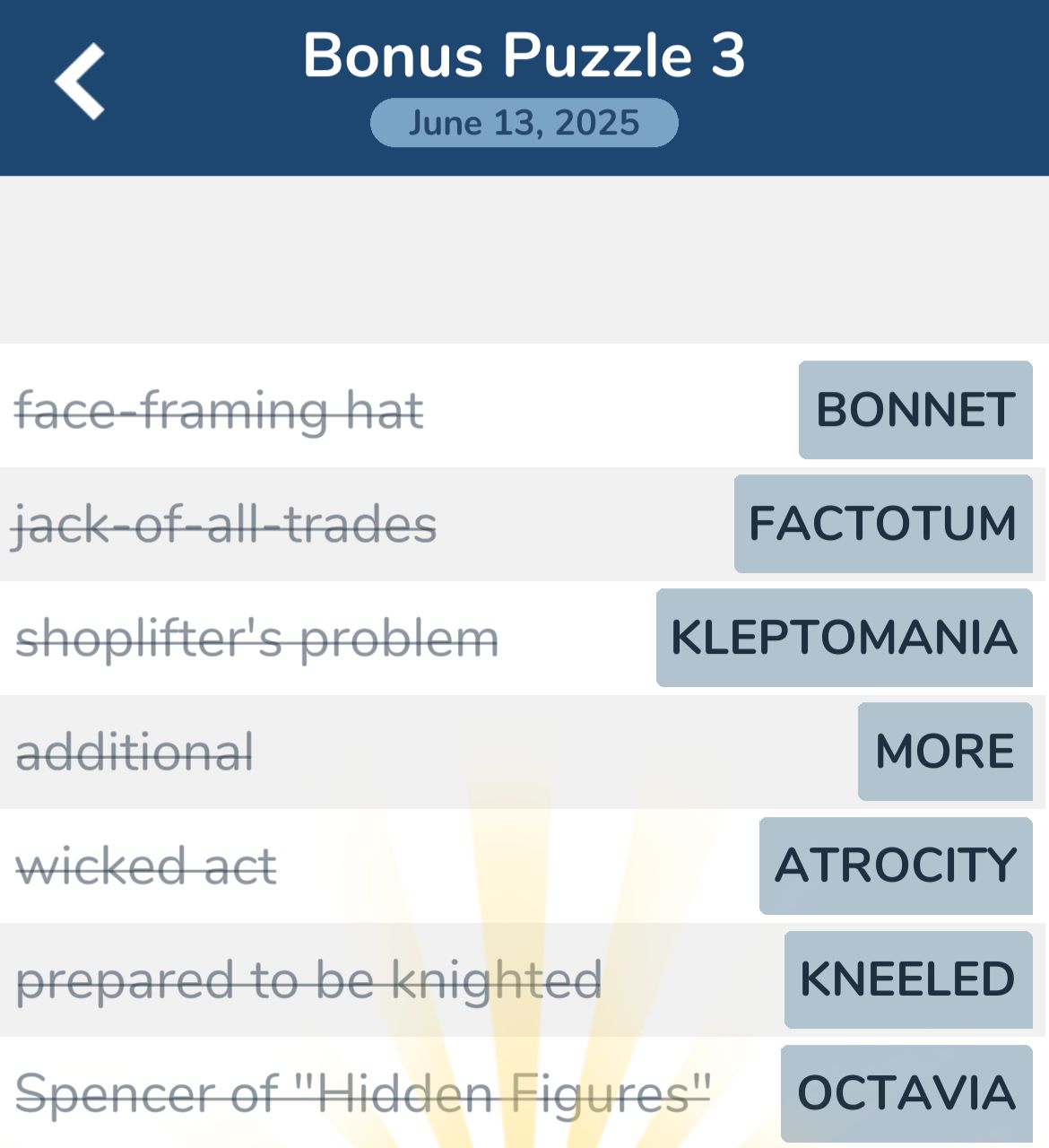 7 Little Words June 13 2025 Bonus 3