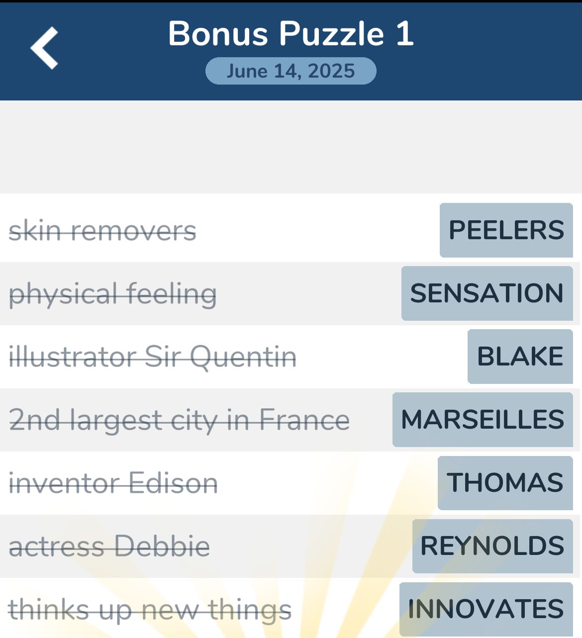 7 Little Words June 14 2025 Bonus 1