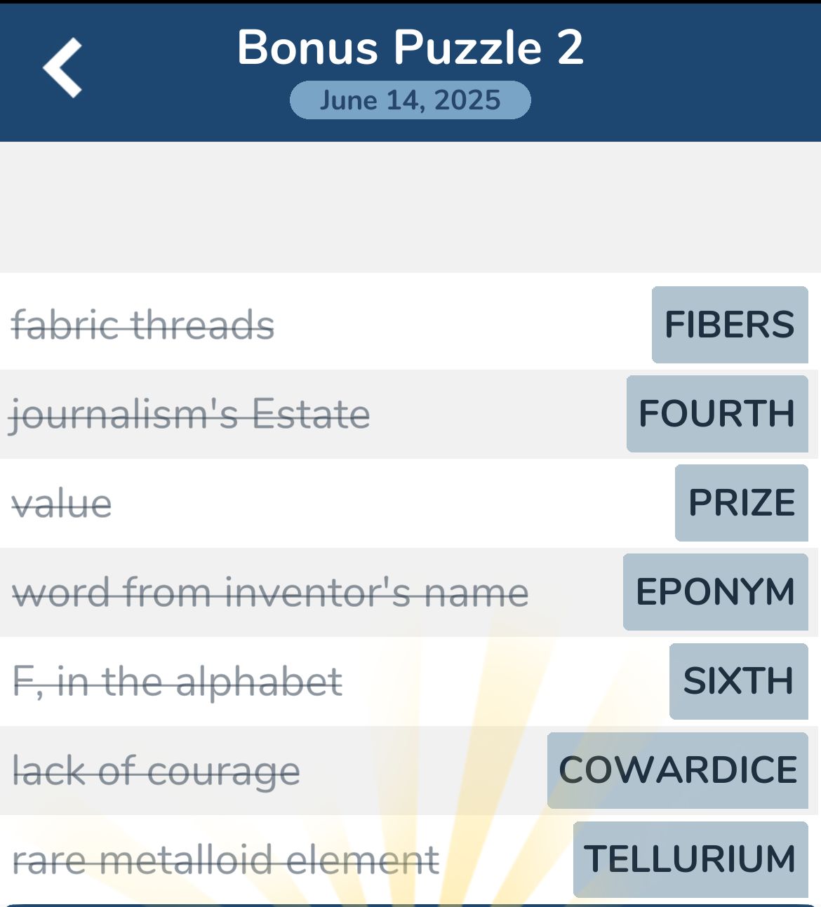 7 Little Words June 14 2025 Bonus 2