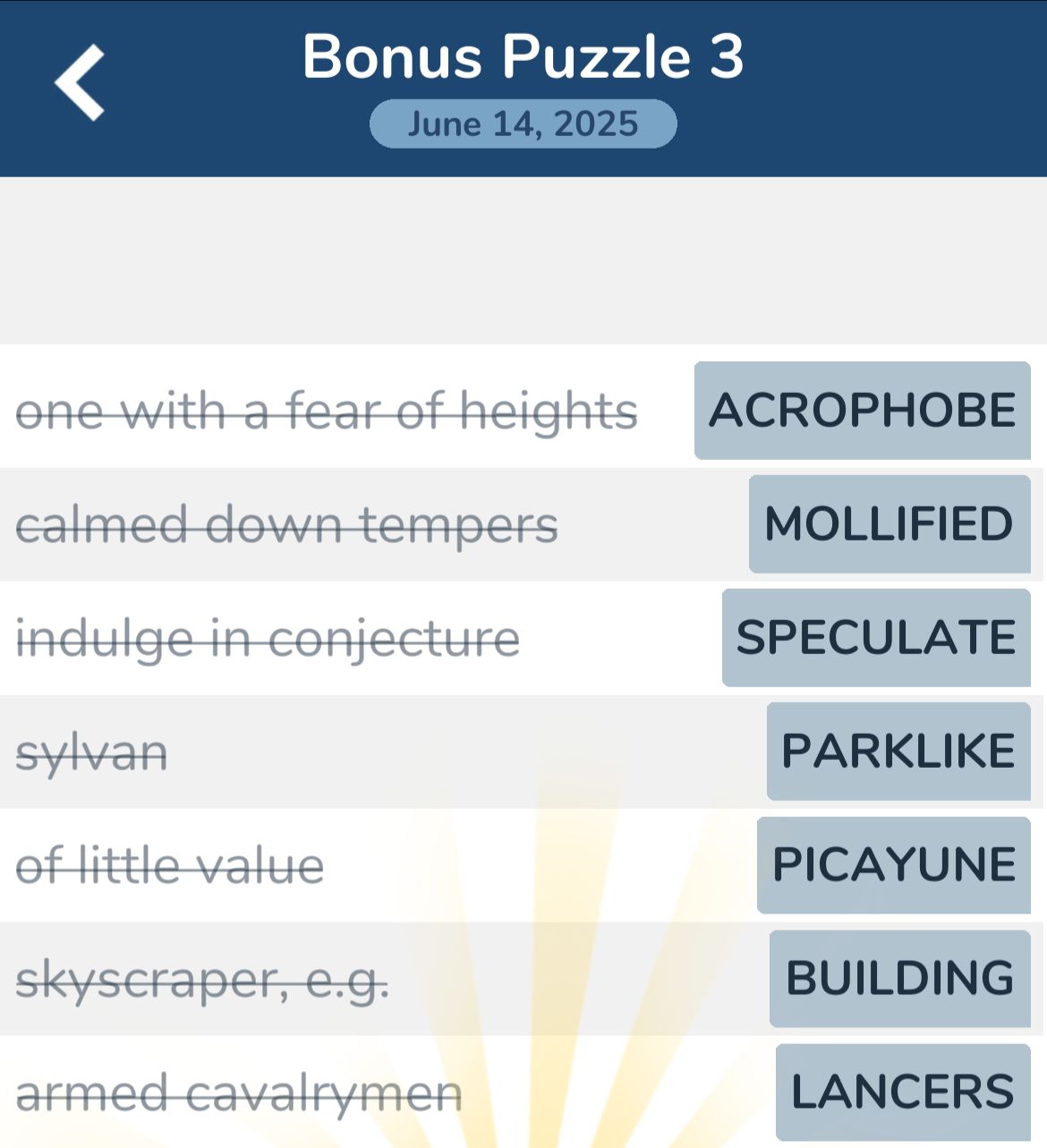 7 Little Words June 14 2025 Bonus 3