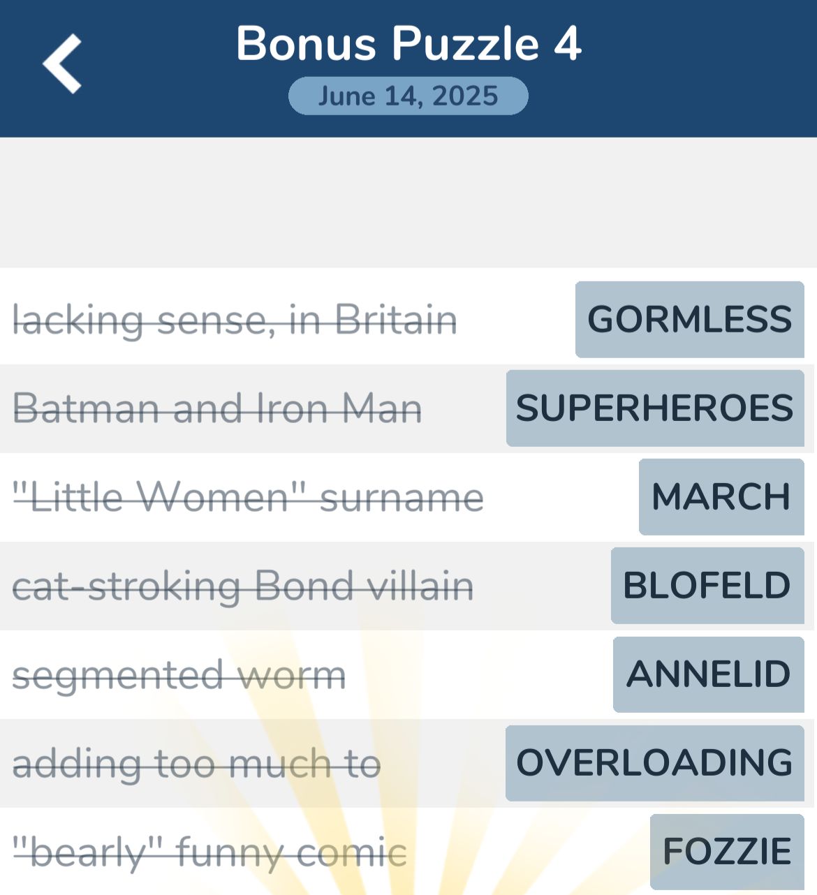 7 Little Words June 14 2025 Bonus 4